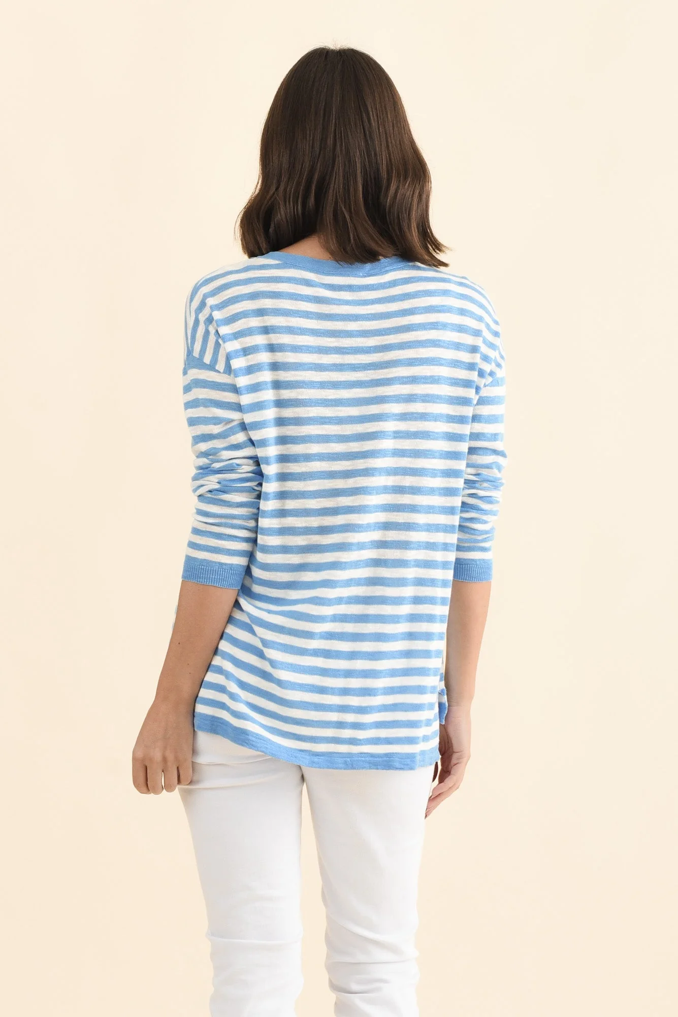 Natasha Sky Blue Stripe Knit Top - Image 4