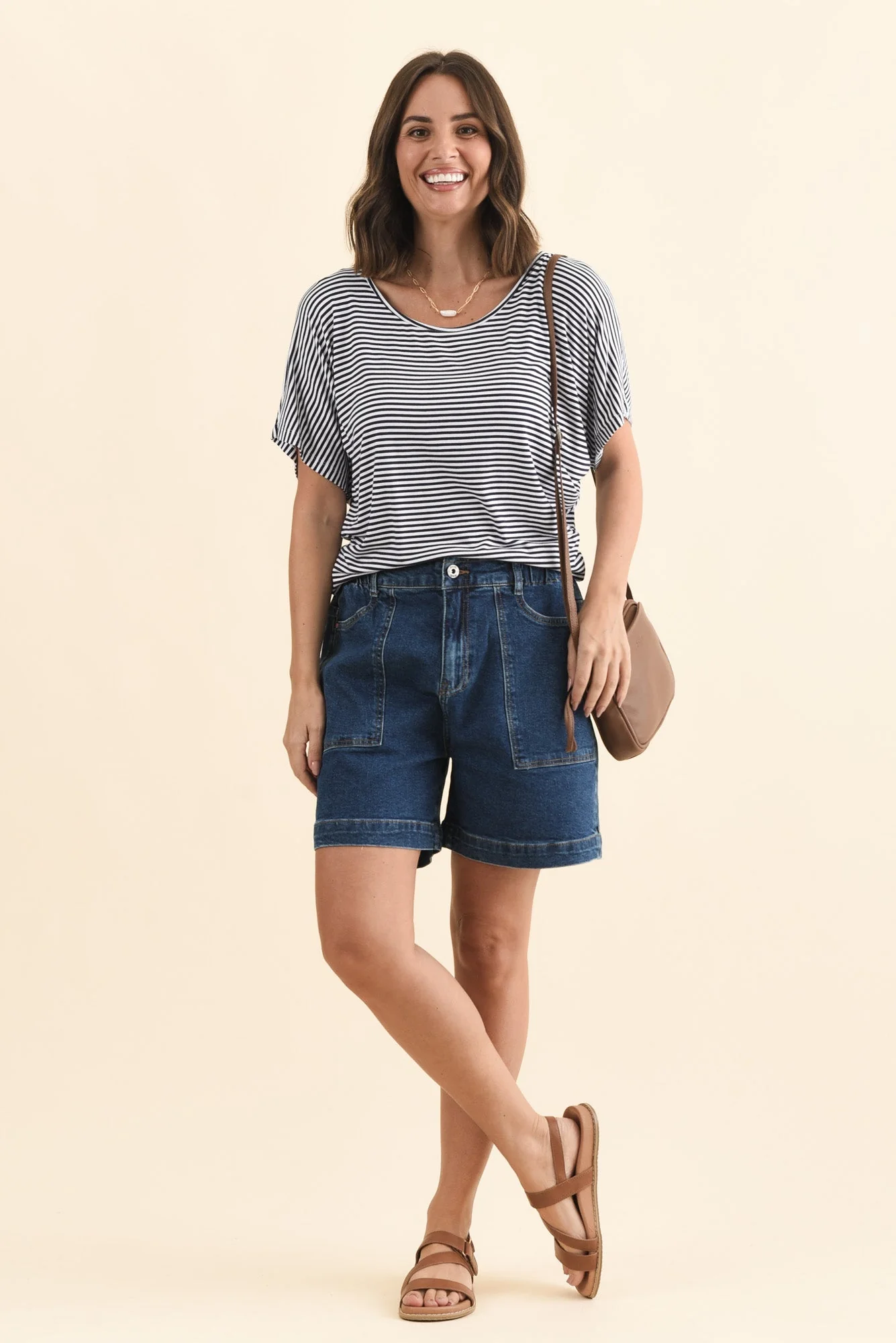 Navy and White Stripe Maui Tee - Image 2