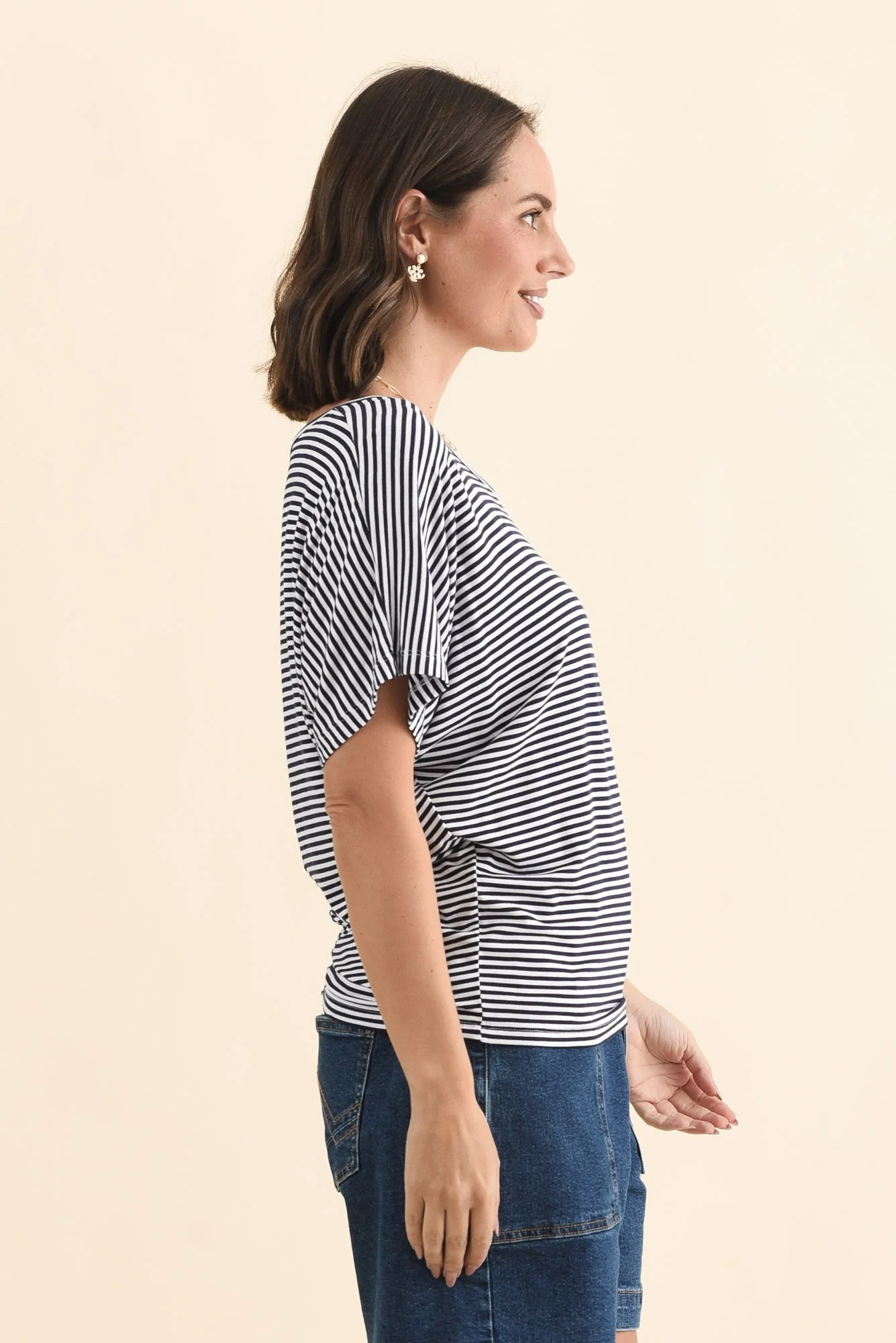 Navy and White Stripe Maui Tee - Image 3
