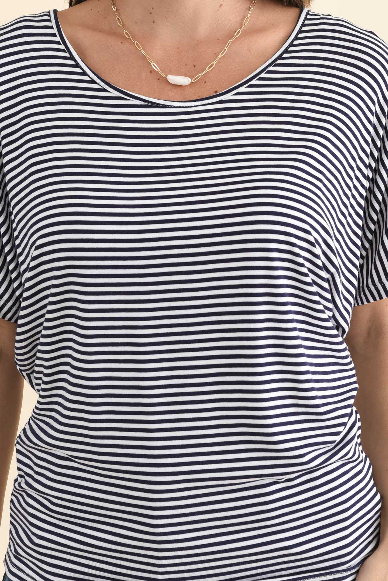 Navy and White Stripe Maui Tee - Image 5