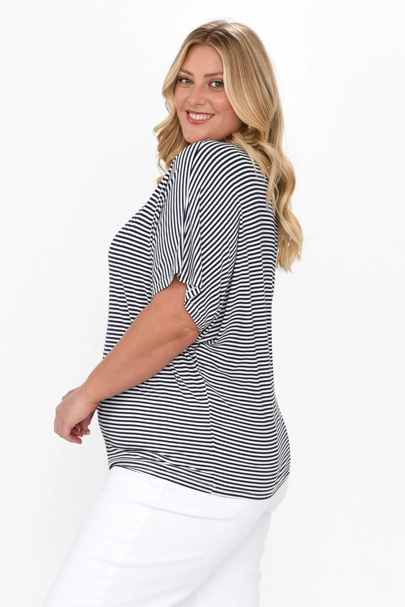 Navy and White Stripe Maui Tee - Image 9