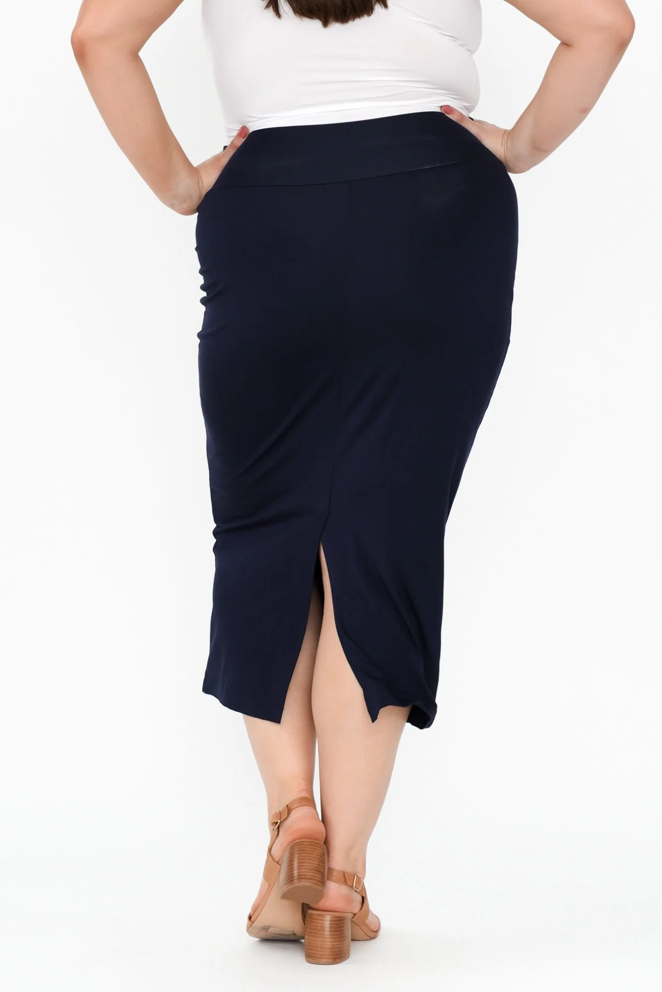 Navy Bamboo Maxi Tube Skirt - Image 15