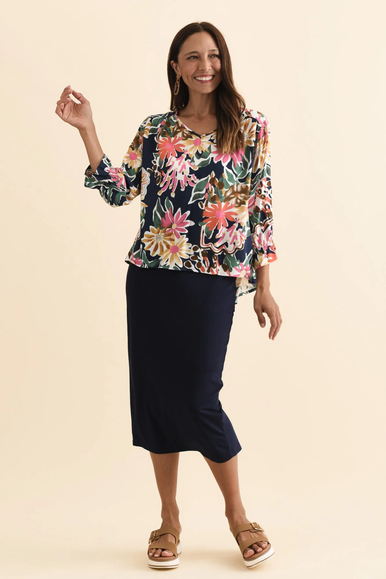Navy Bamboo Maxi Tube Skirt - Image 3