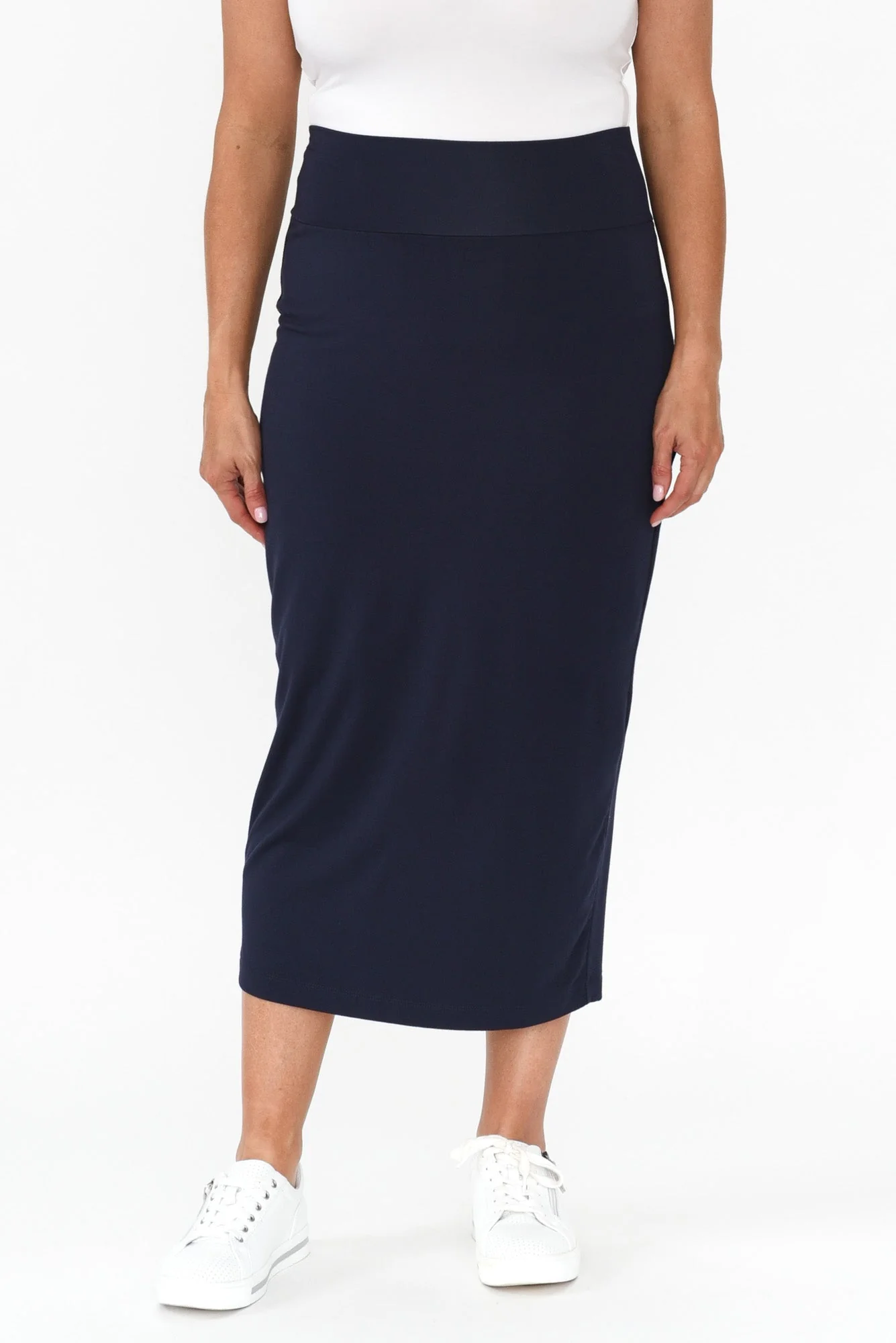 Navy Bamboo Maxi Tube Skirt - Image 9