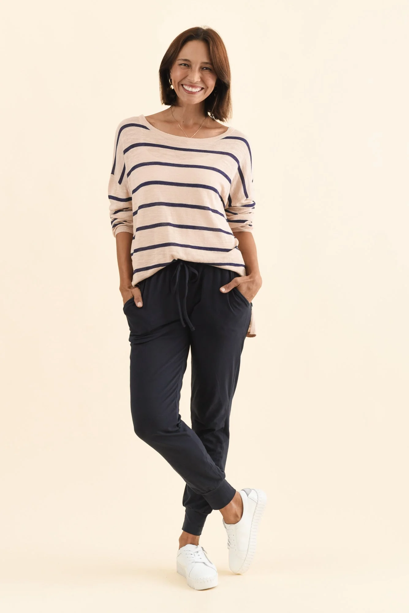 Navy Cotton Everyday Tie Sweatpants - Image 3