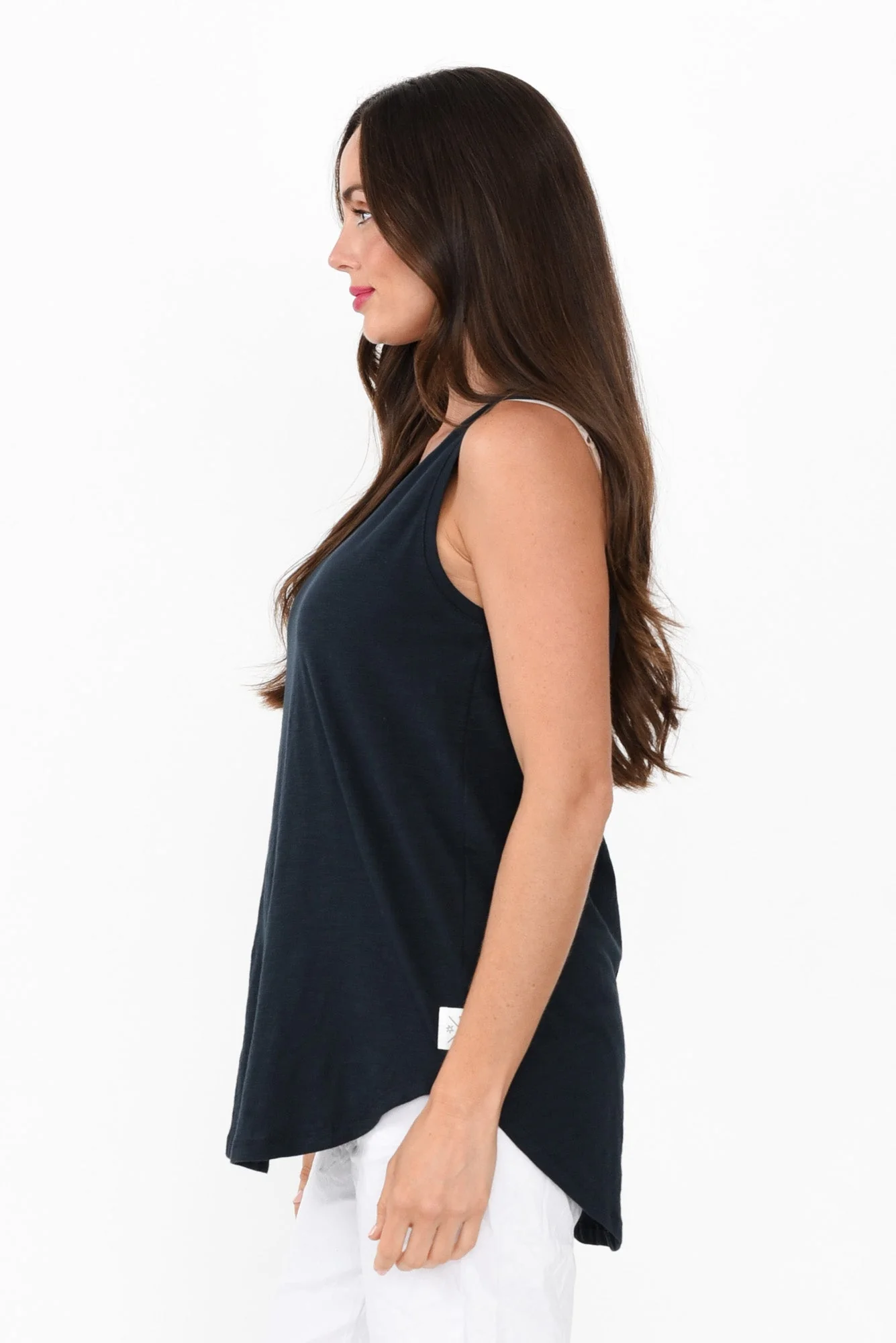 Navy Cotton Scoop Tank - Image 5