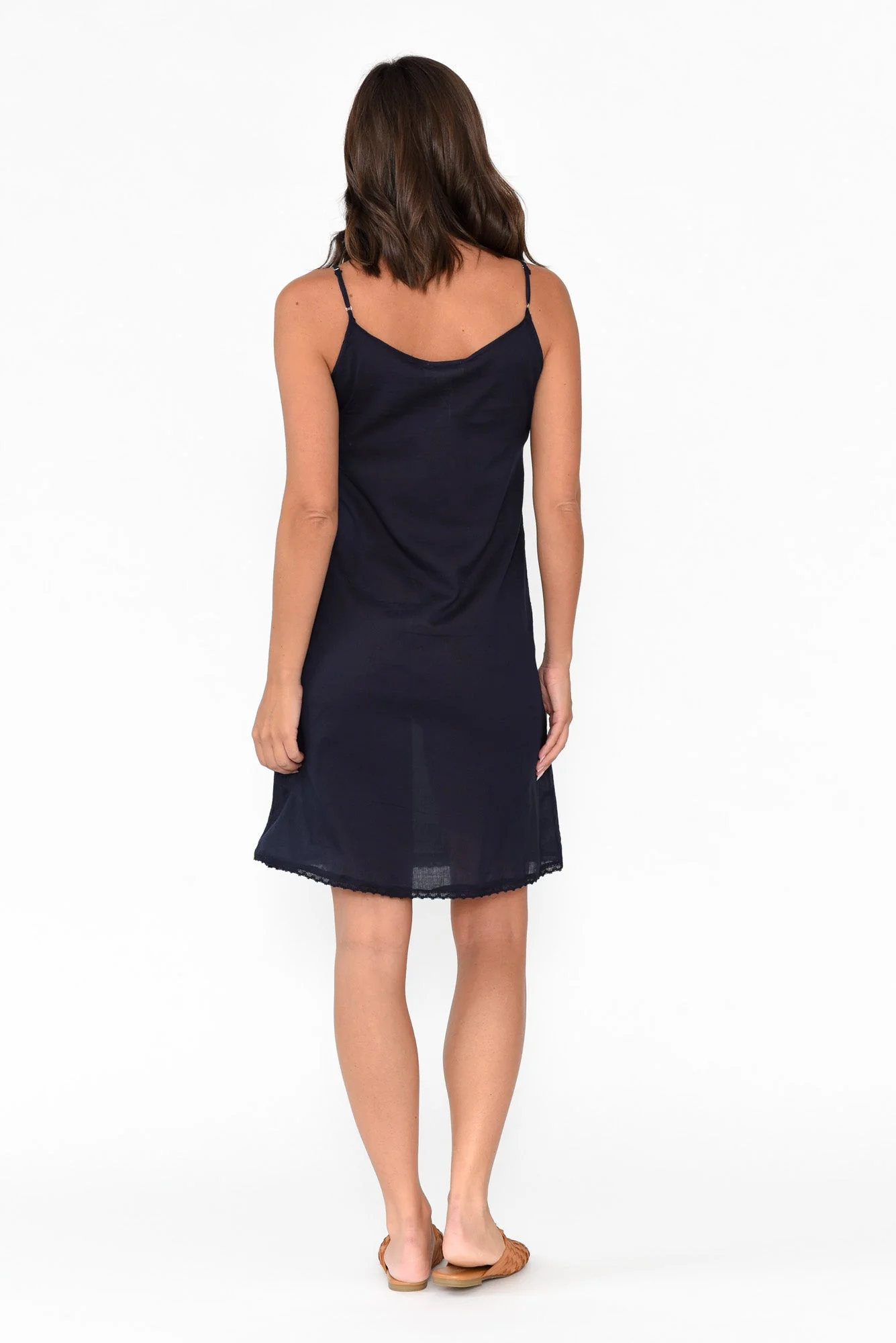 Navy Cotton Slip Dress - Image 3