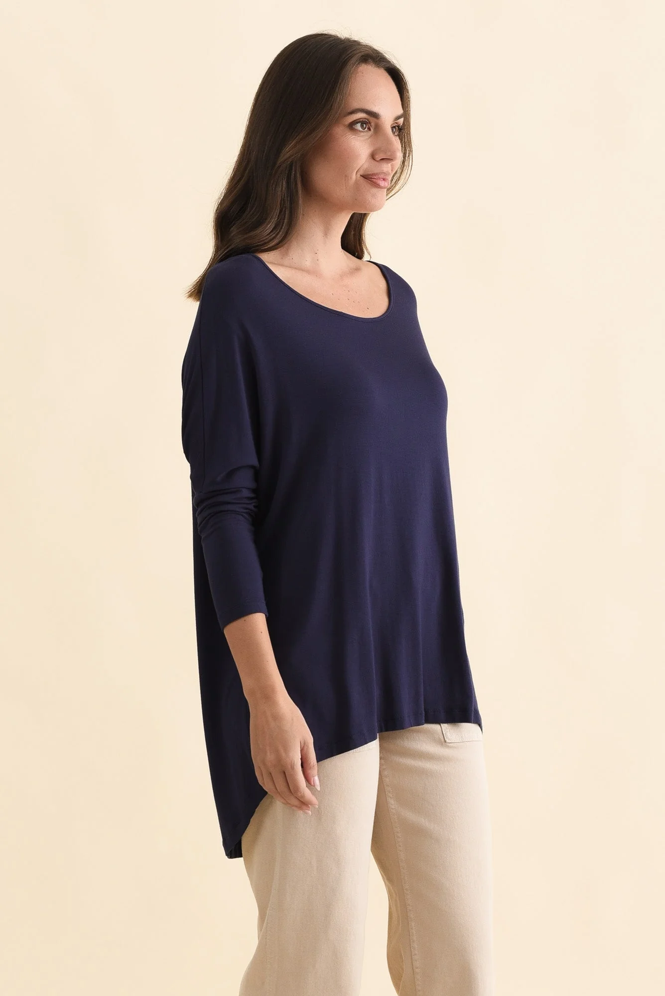 Navy Milan 3/4 Sleeve Top - Image 4
