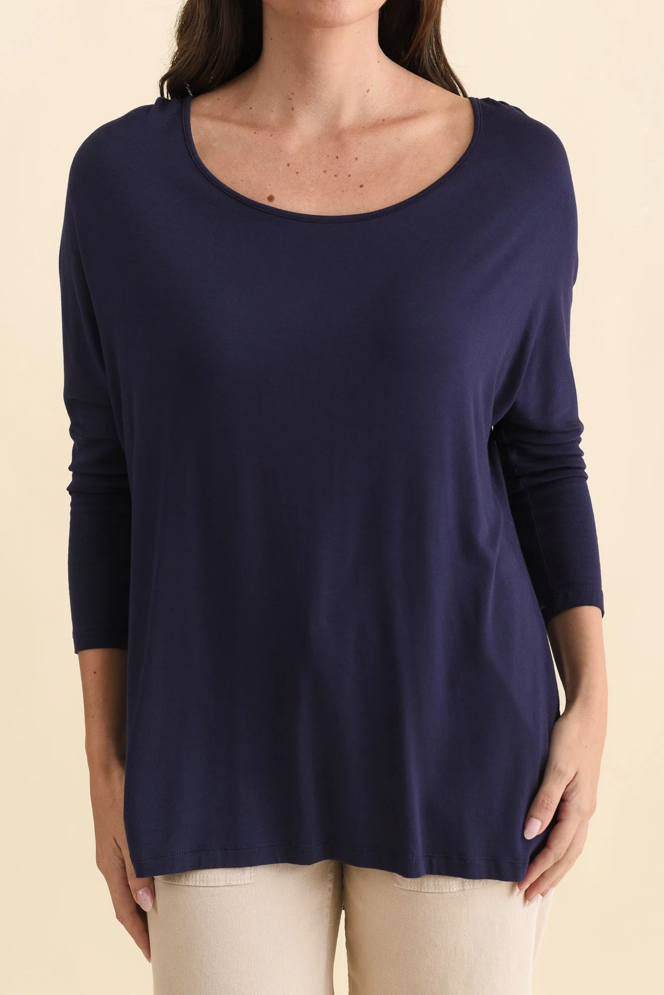Navy Milan 3/4 Sleeve Top - Image 6