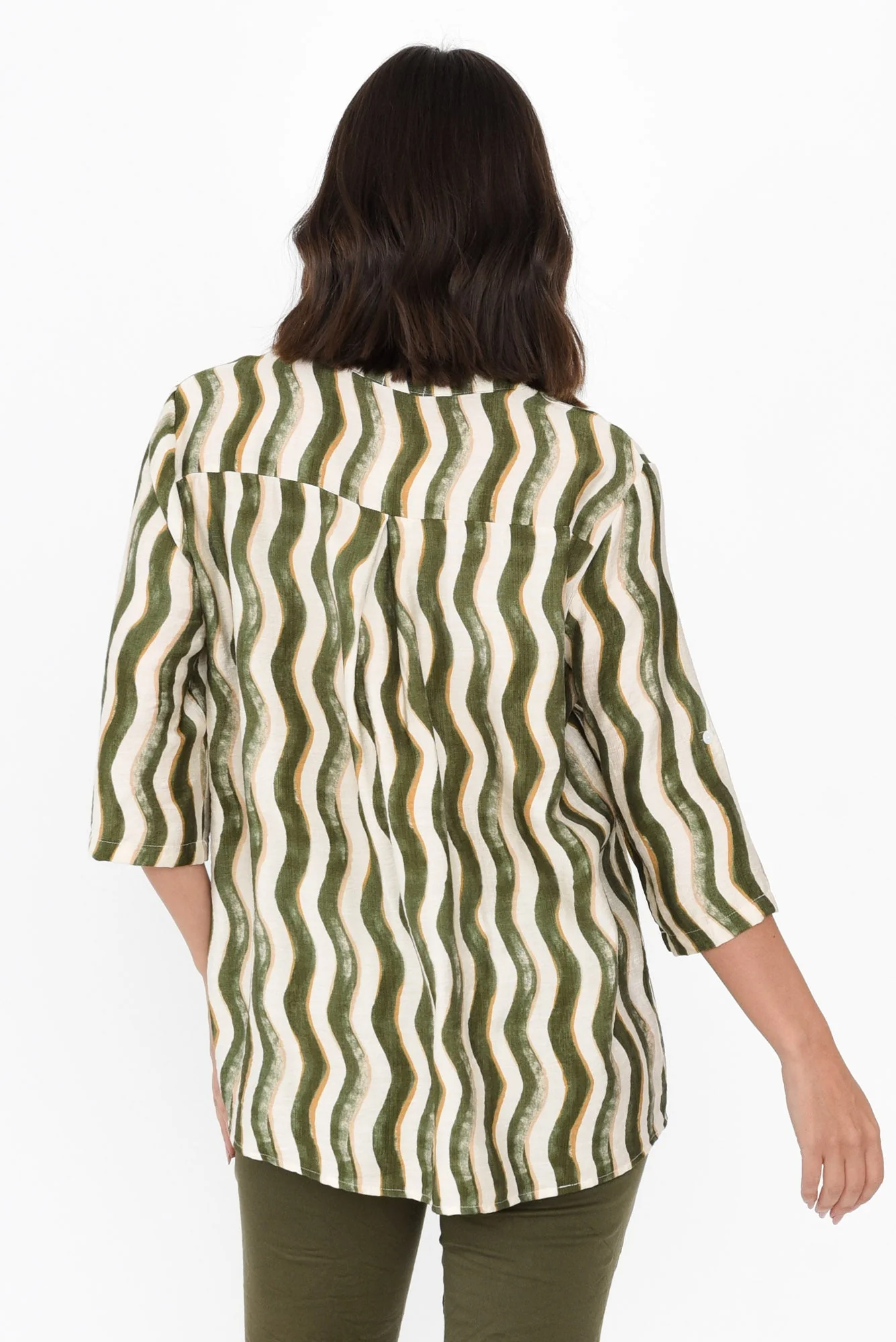 Neiman Khaki Swirl Pocket Blouse - Image 4