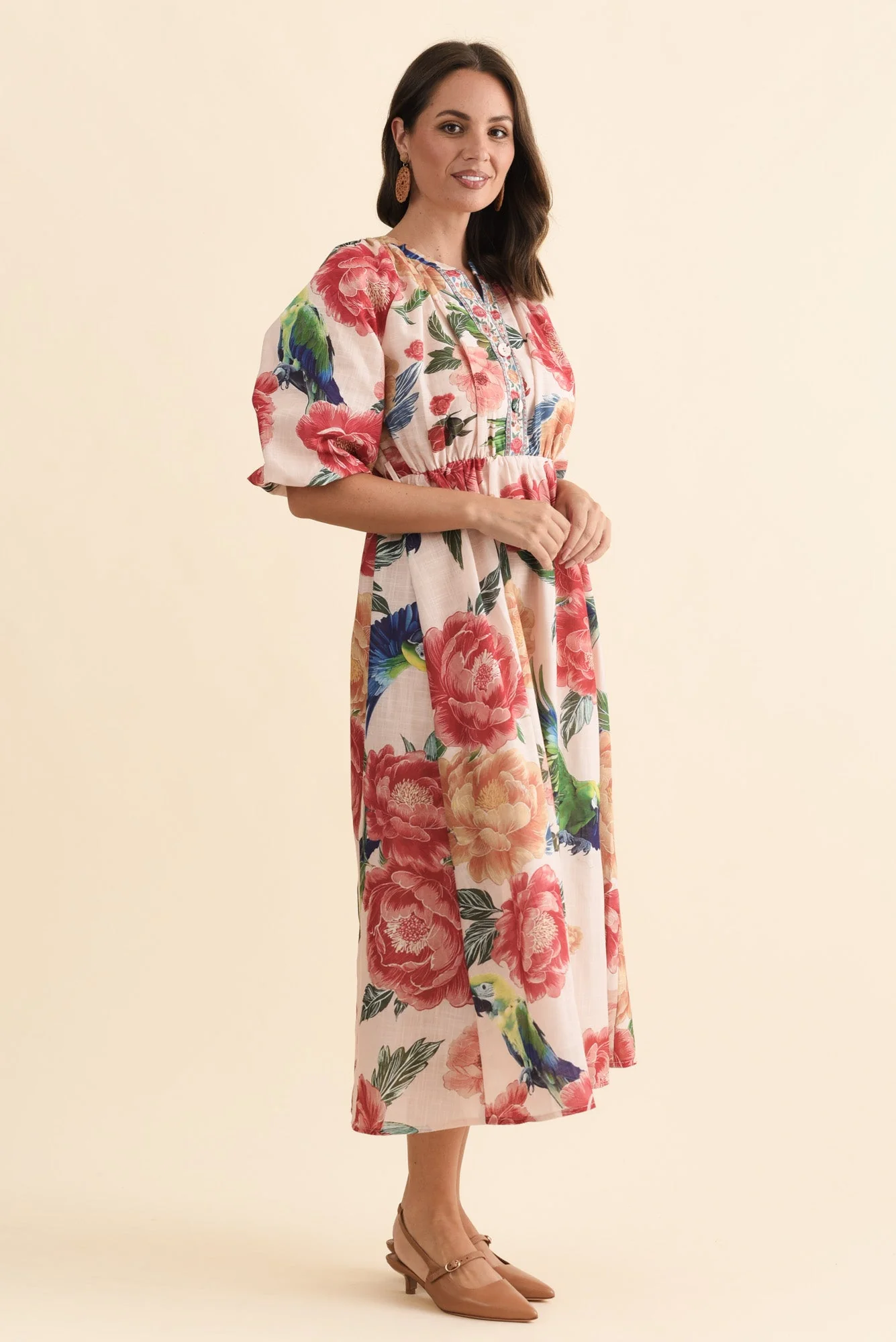 Nesmae Red Floral Tie Dress - Image 3