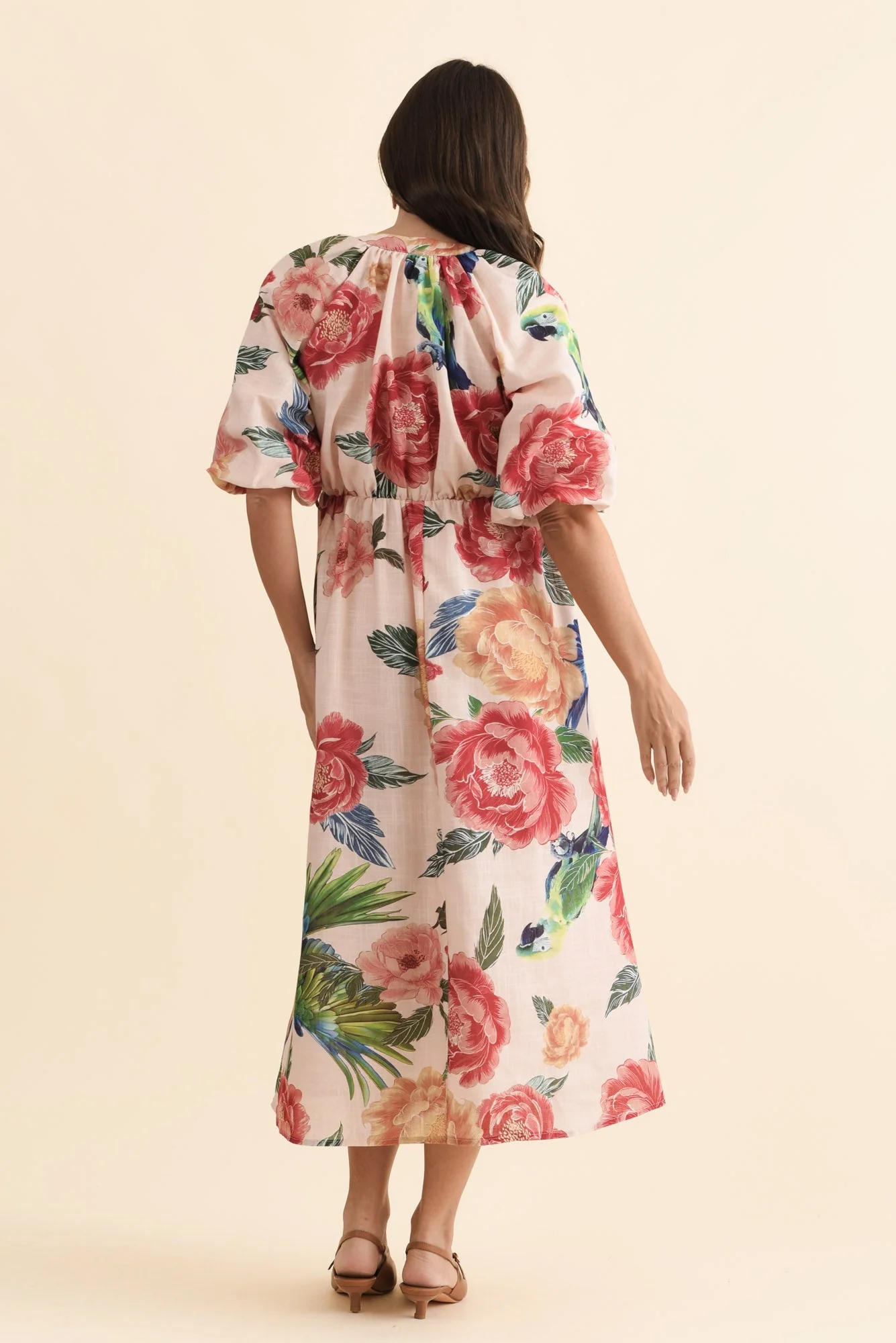 Nesmae Red Floral Tie Dress - Image 4