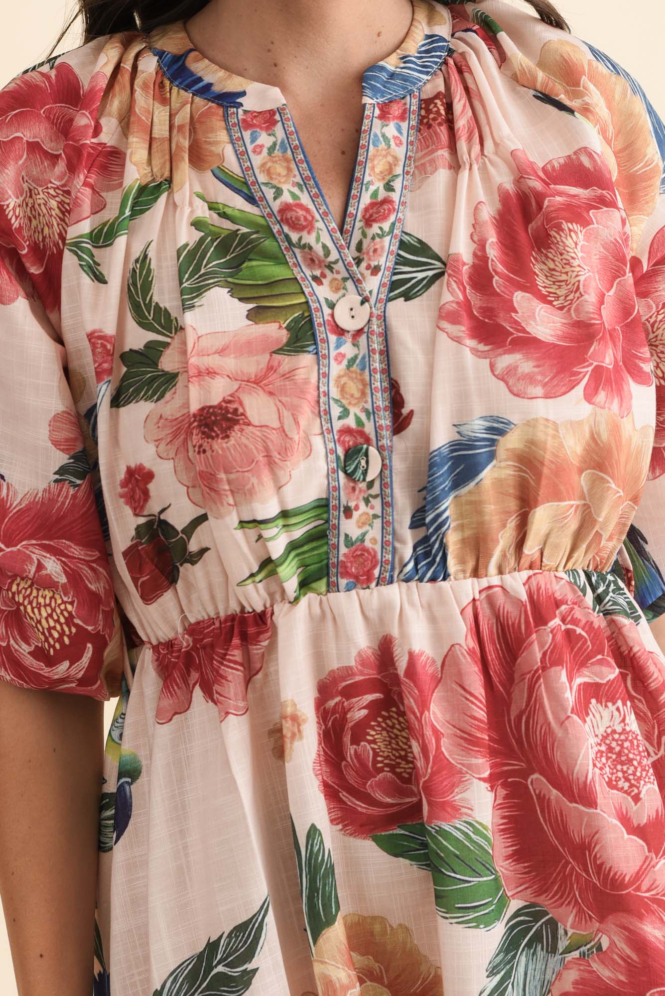 Nesmae Red Floral Tie Dress - Image 5