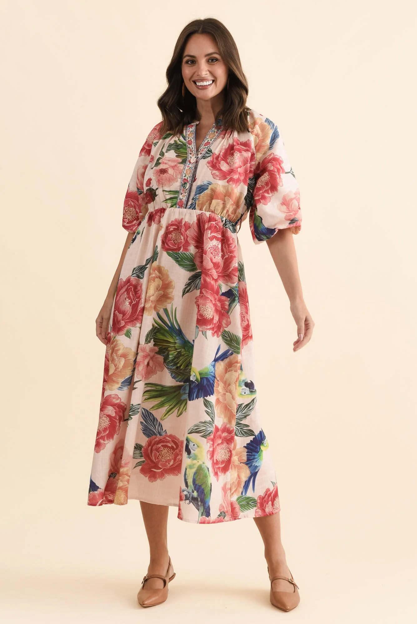 Nesmae Red Floral Tie Dress - Image 6