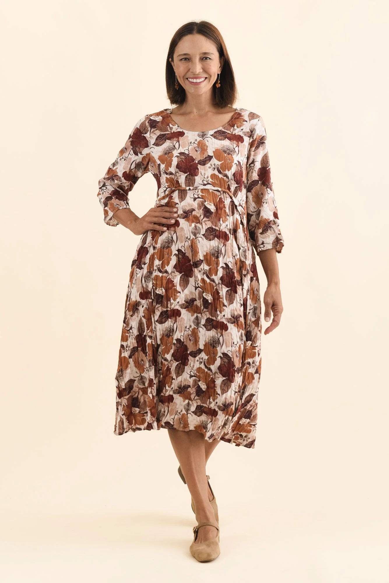 Nessa Brown Flower Crescent Dress - Image 2