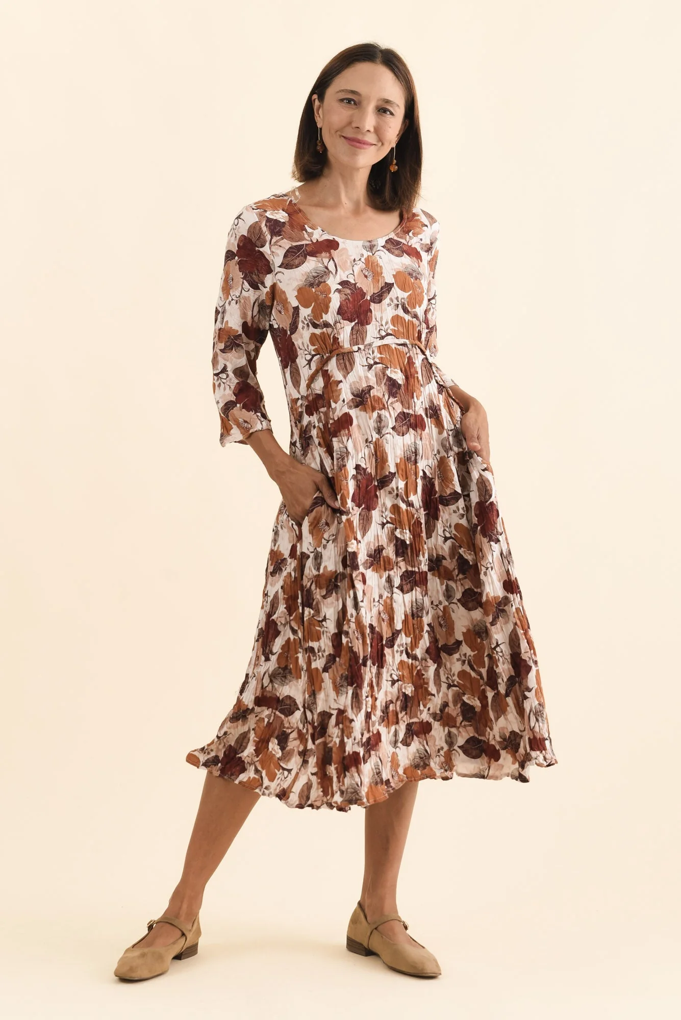 Nessa Brown Flower Crescent Dress - Image 3
