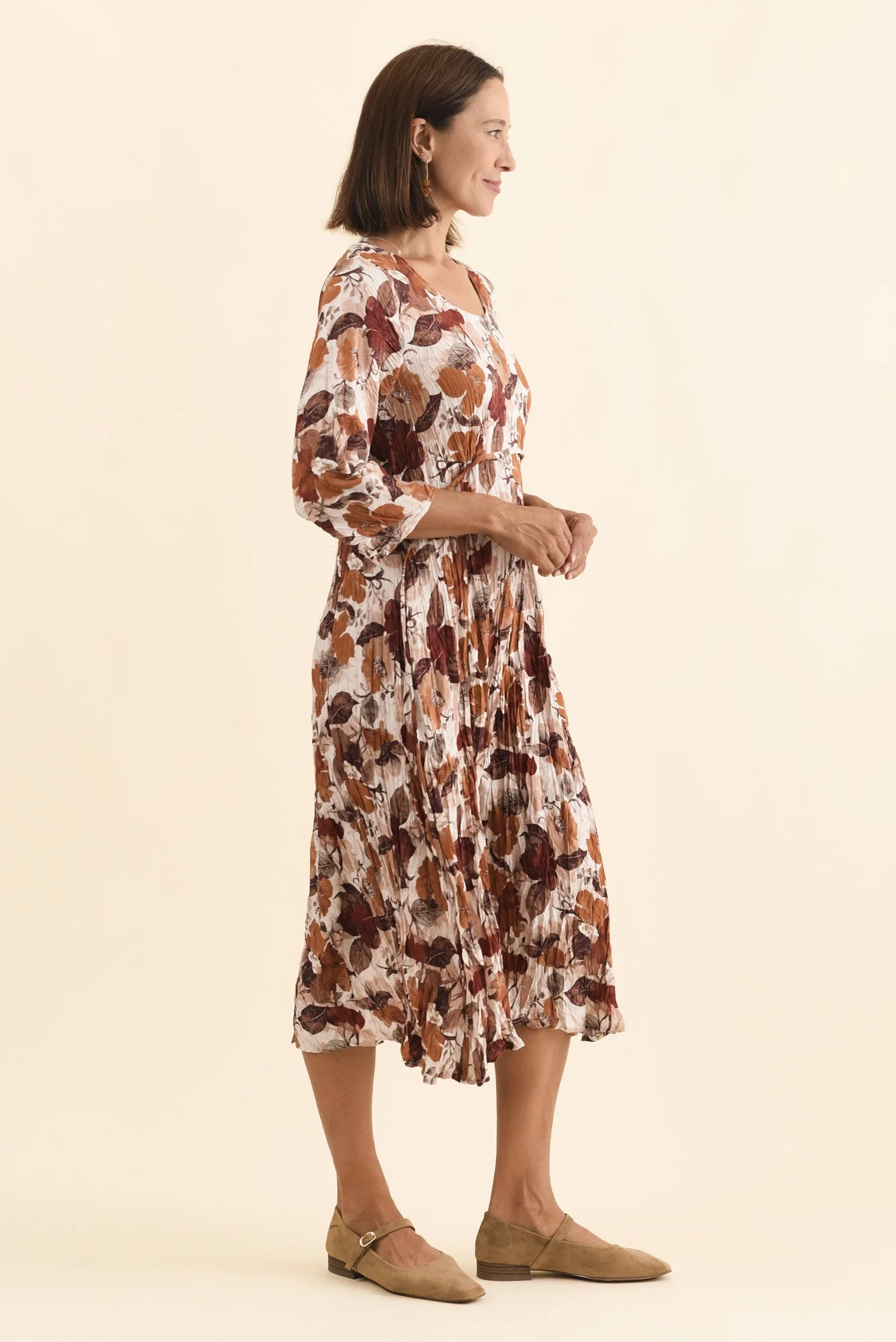 Nessa Brown Flower Crescent Dress - Image 4