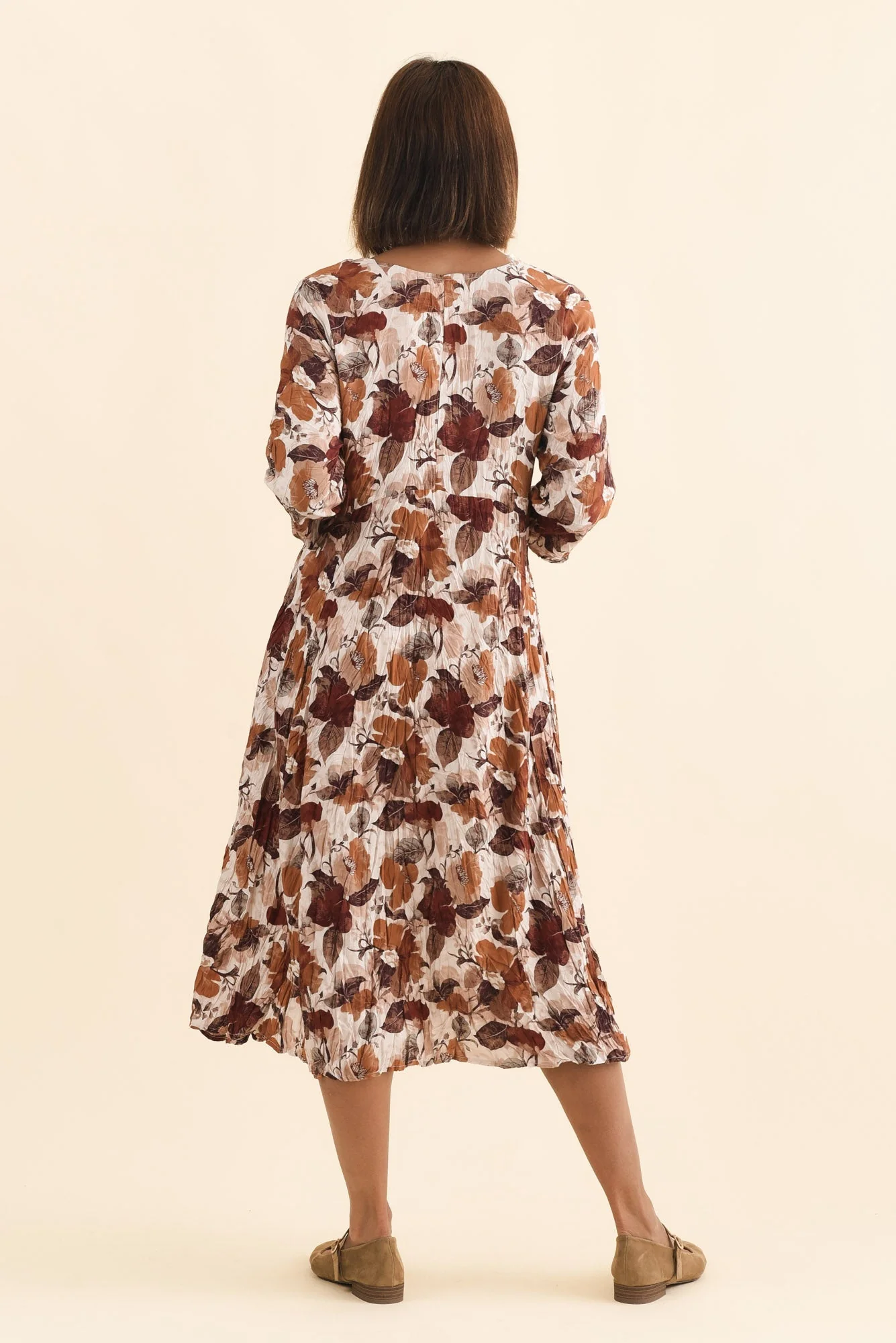 Nessa Brown Flower Crescent Dress - Image 5