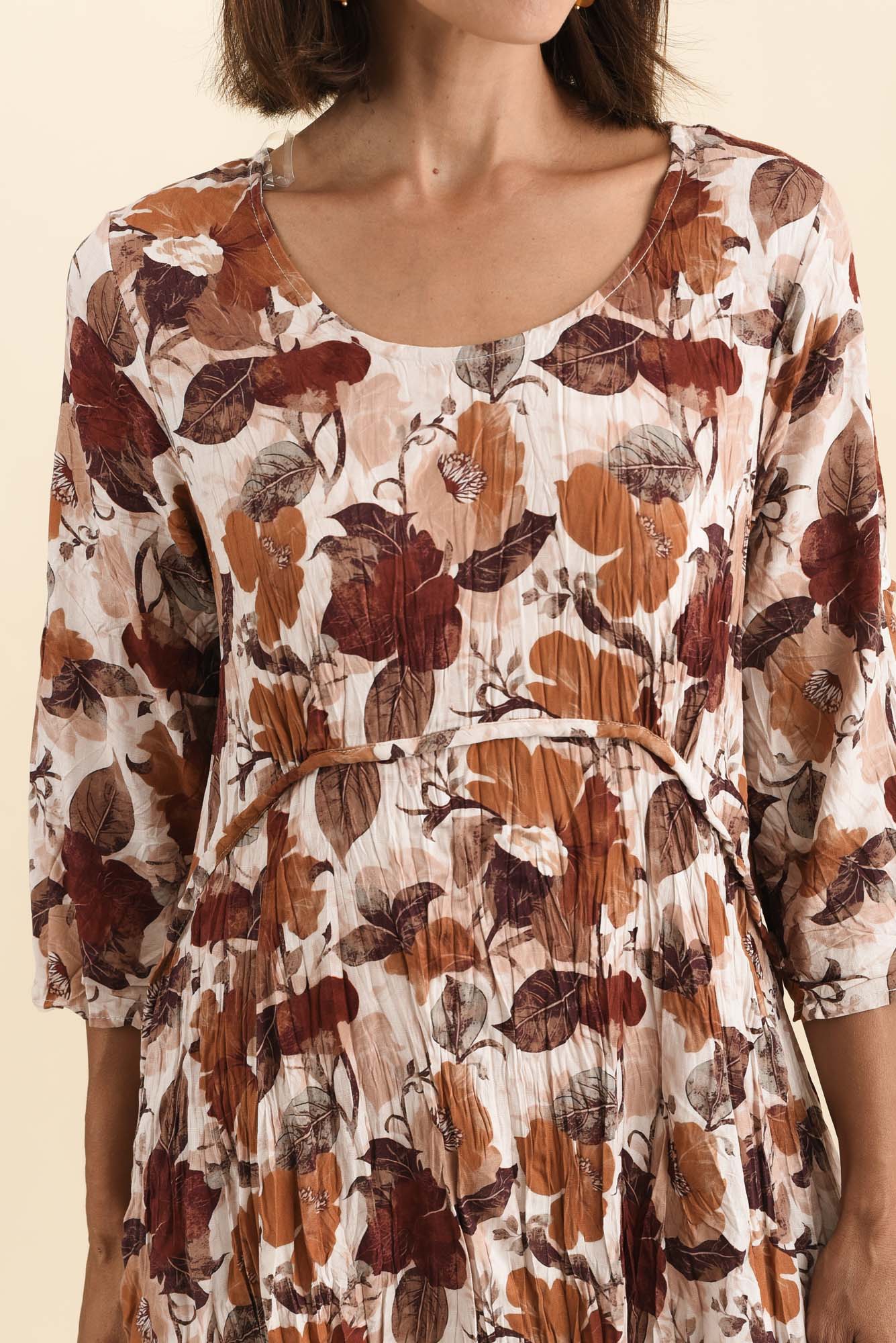 Nessa Brown Flower Crescent Dress - Image 6