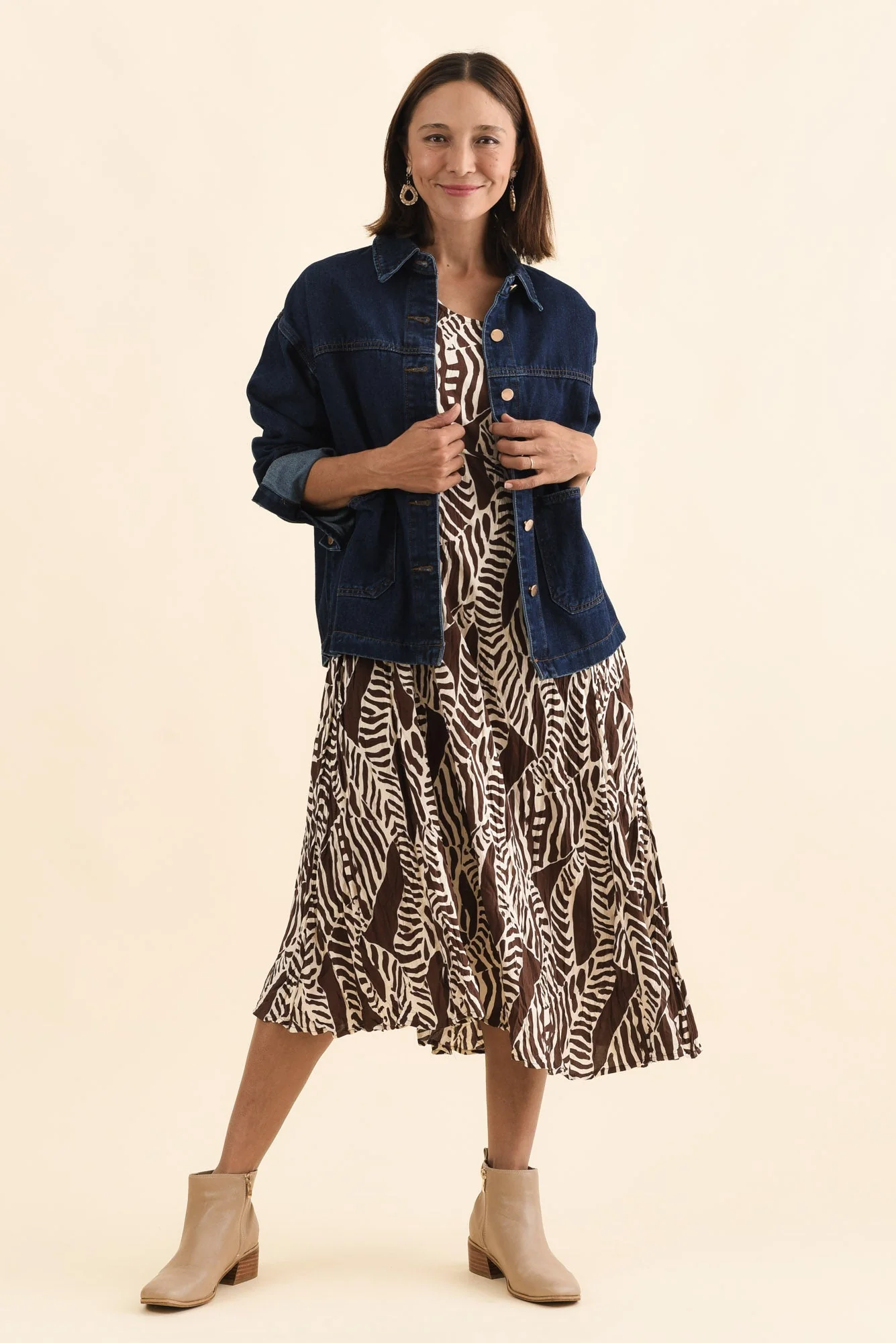 Nessa Brown Leaf Crescent Dress - Image 2