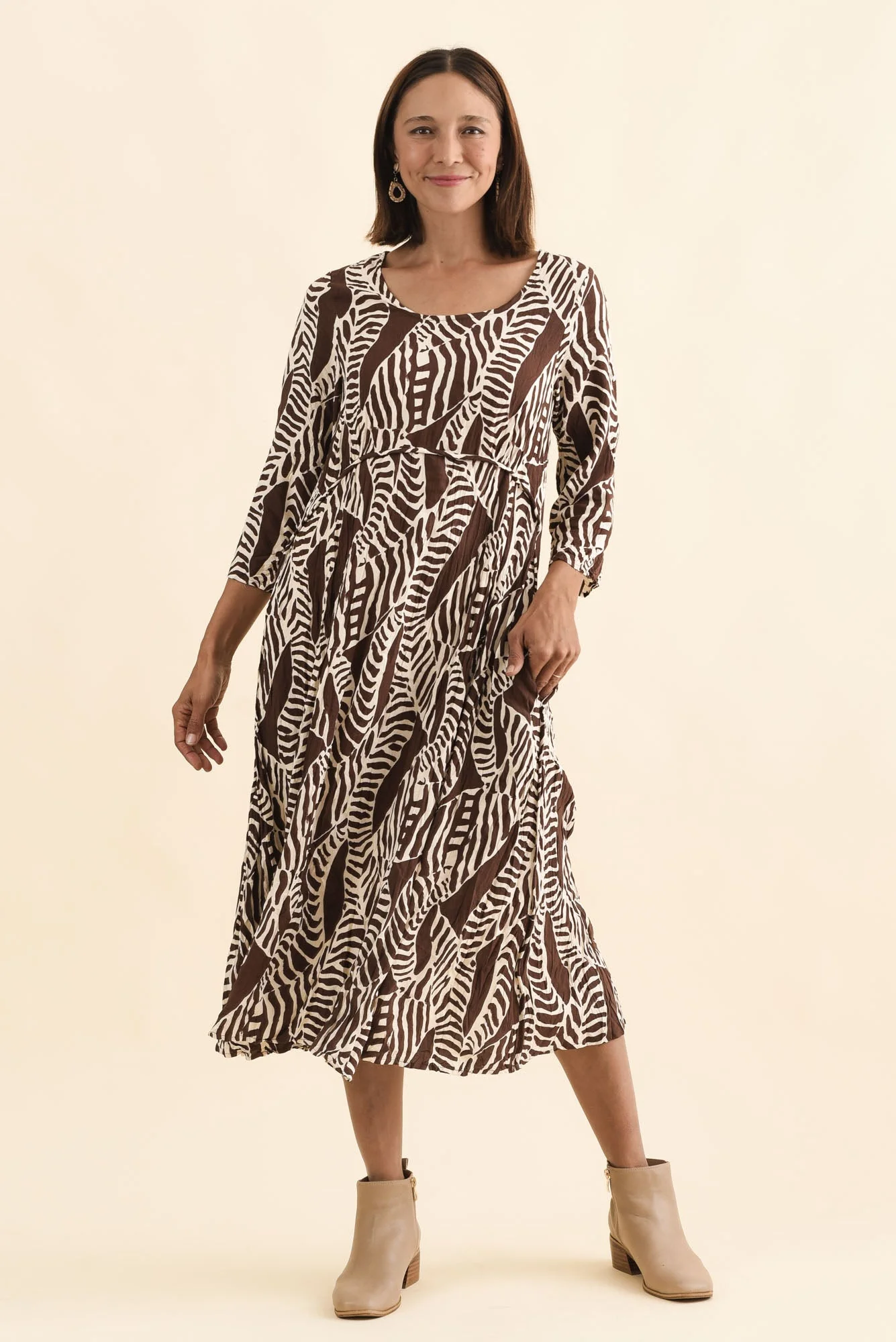 Nessa Brown Leaf Crescent Dress - Image 3