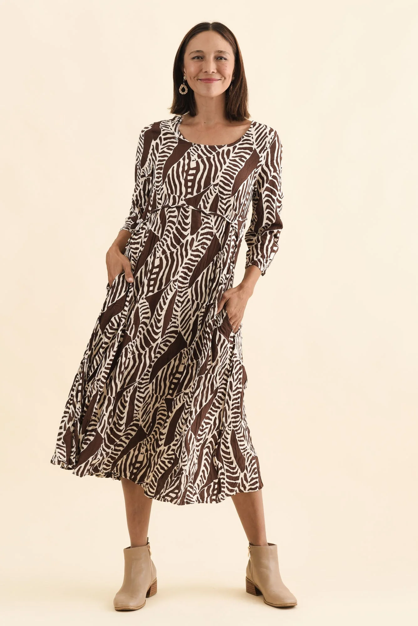 Nessa Brown Leaf Crescent Dress - Image 7
