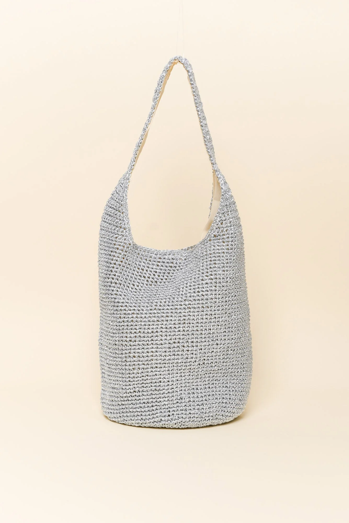 Nevada Silver Metallic Straw Shoulder Bag - Image 2