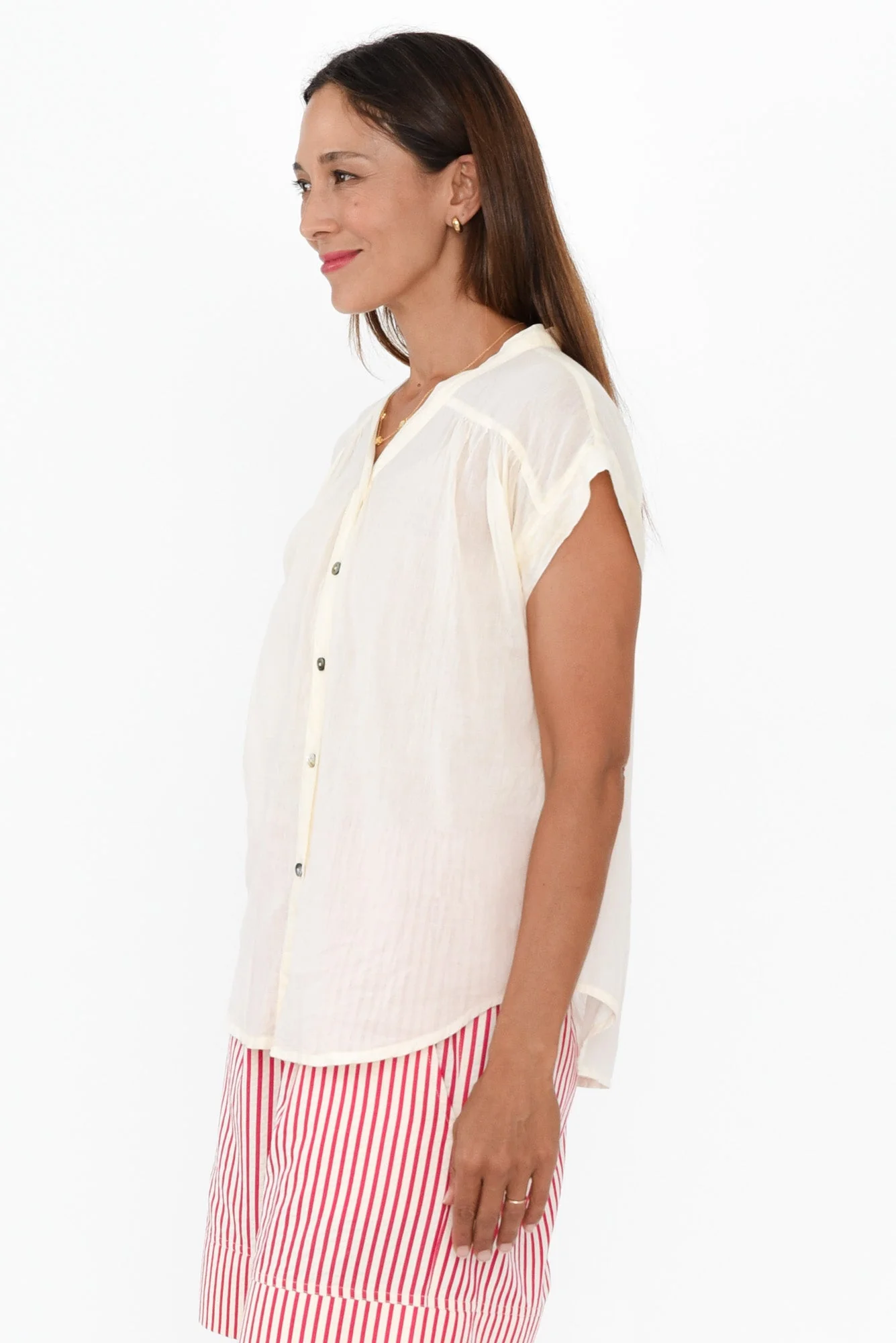 Nevada White Cotton Button Top - Image 4