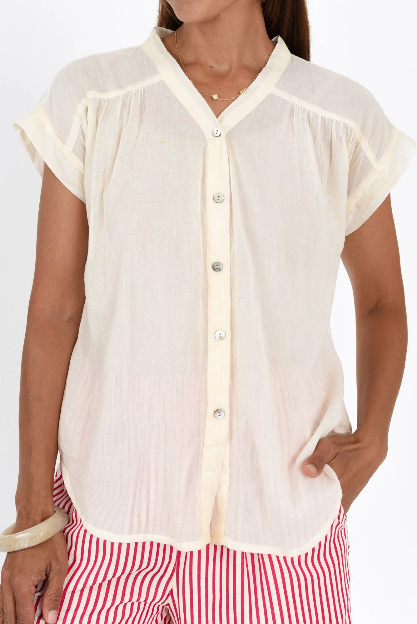 Nevada White Cotton Button Top - Image 6