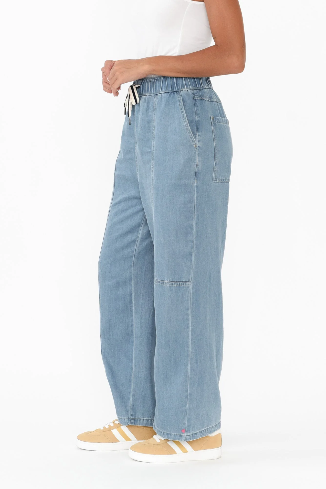 Neve Light Blue Lyocell Drawstring Pants - Image 10