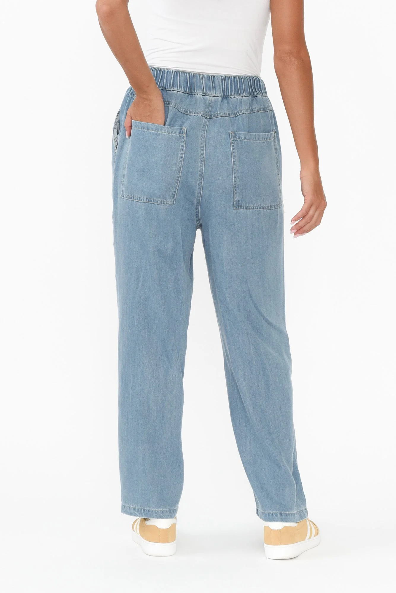 Neve Light Blue Lyocell Drawstring Pants - Image 11