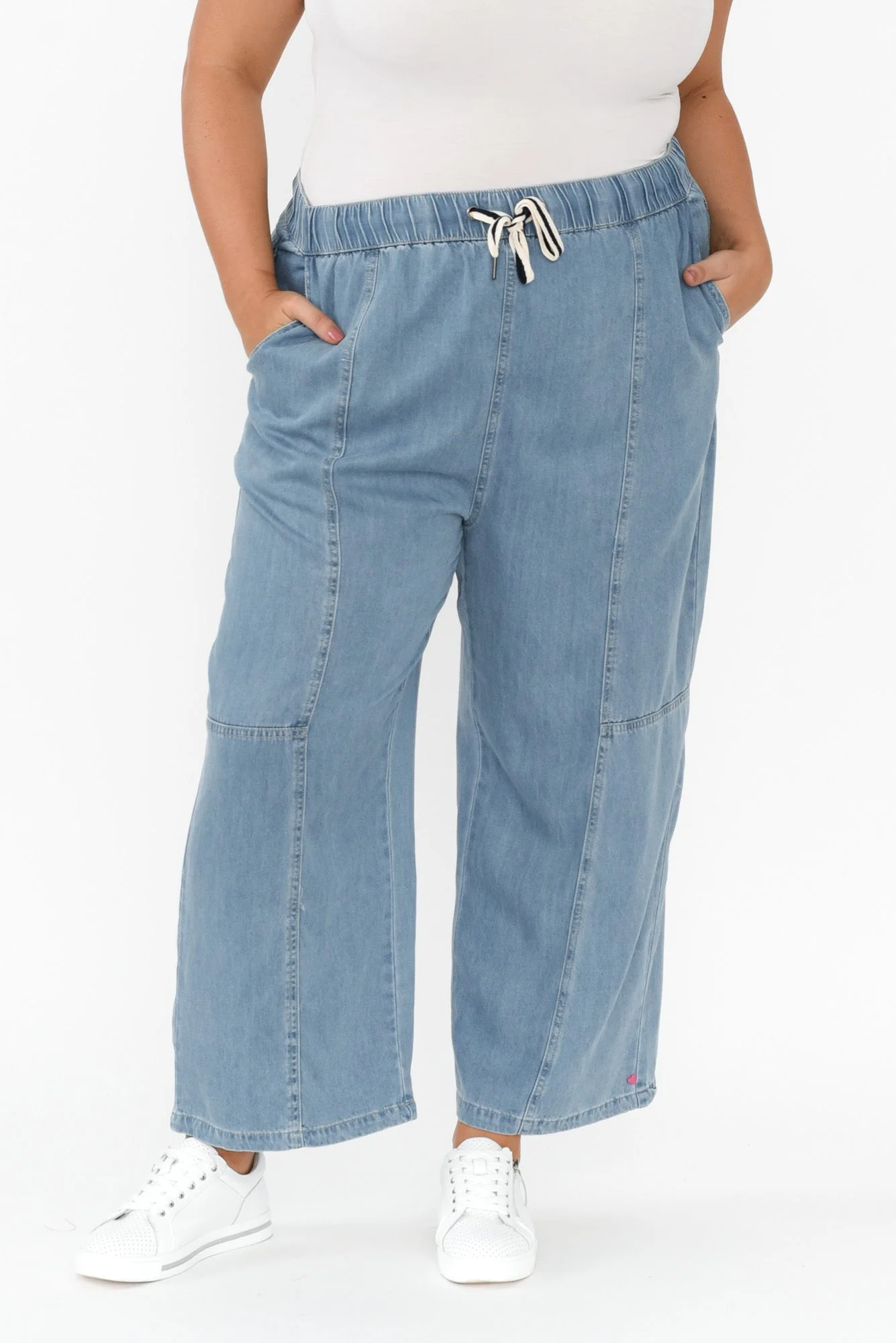 Neve Light Blue Lyocell Drawstring Pants - Image 12
