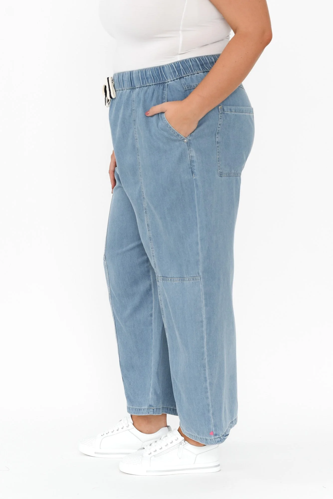 Neve Light Blue Lyocell Drawstring Pants - Image 14