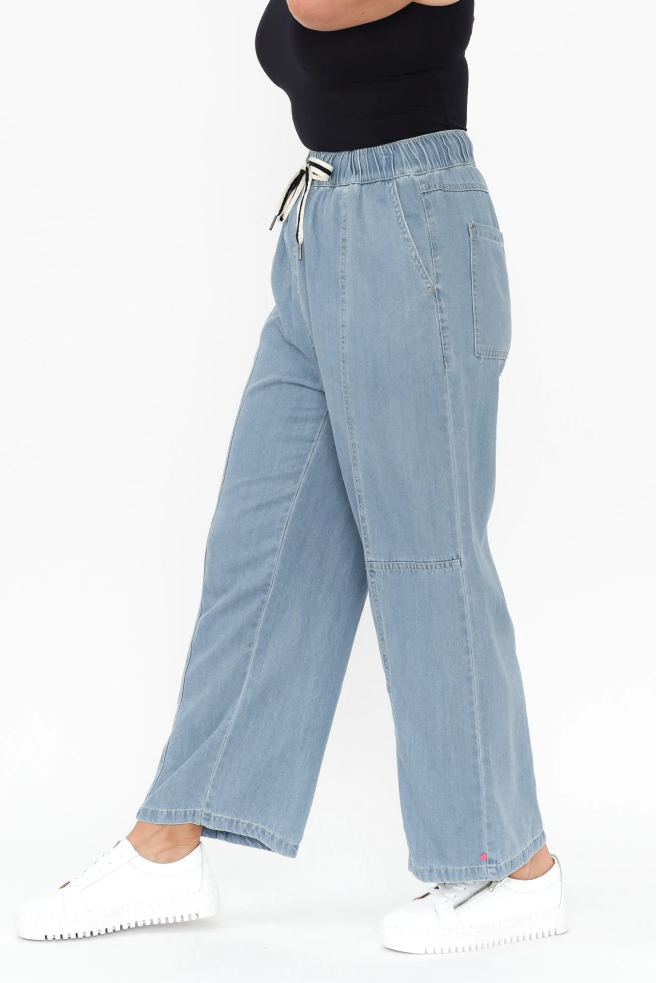 Neve Light Blue Lyocell Drawstring Pants - Image 4