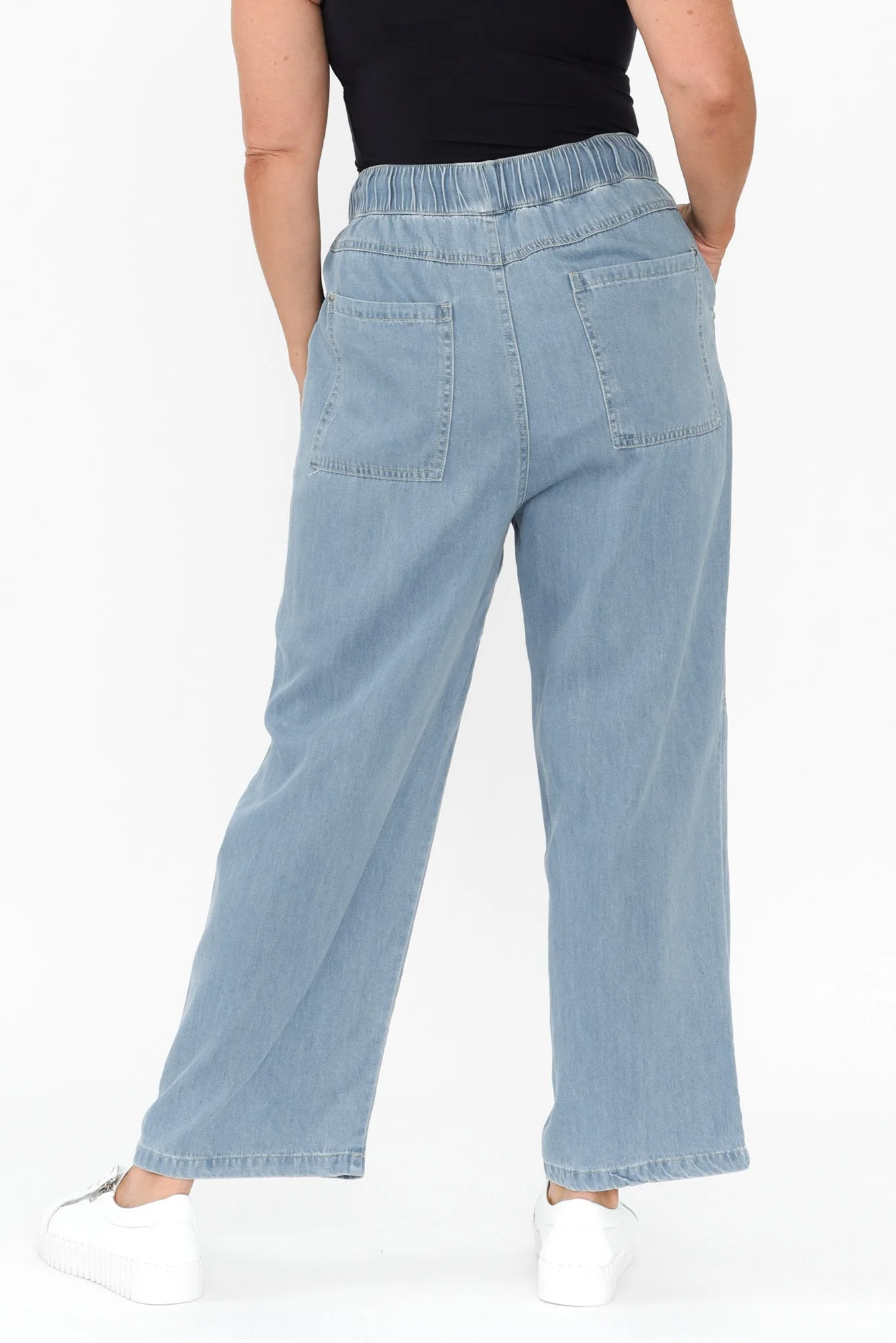 Neve Light Blue Lyocell Drawstring Pants - Image 5