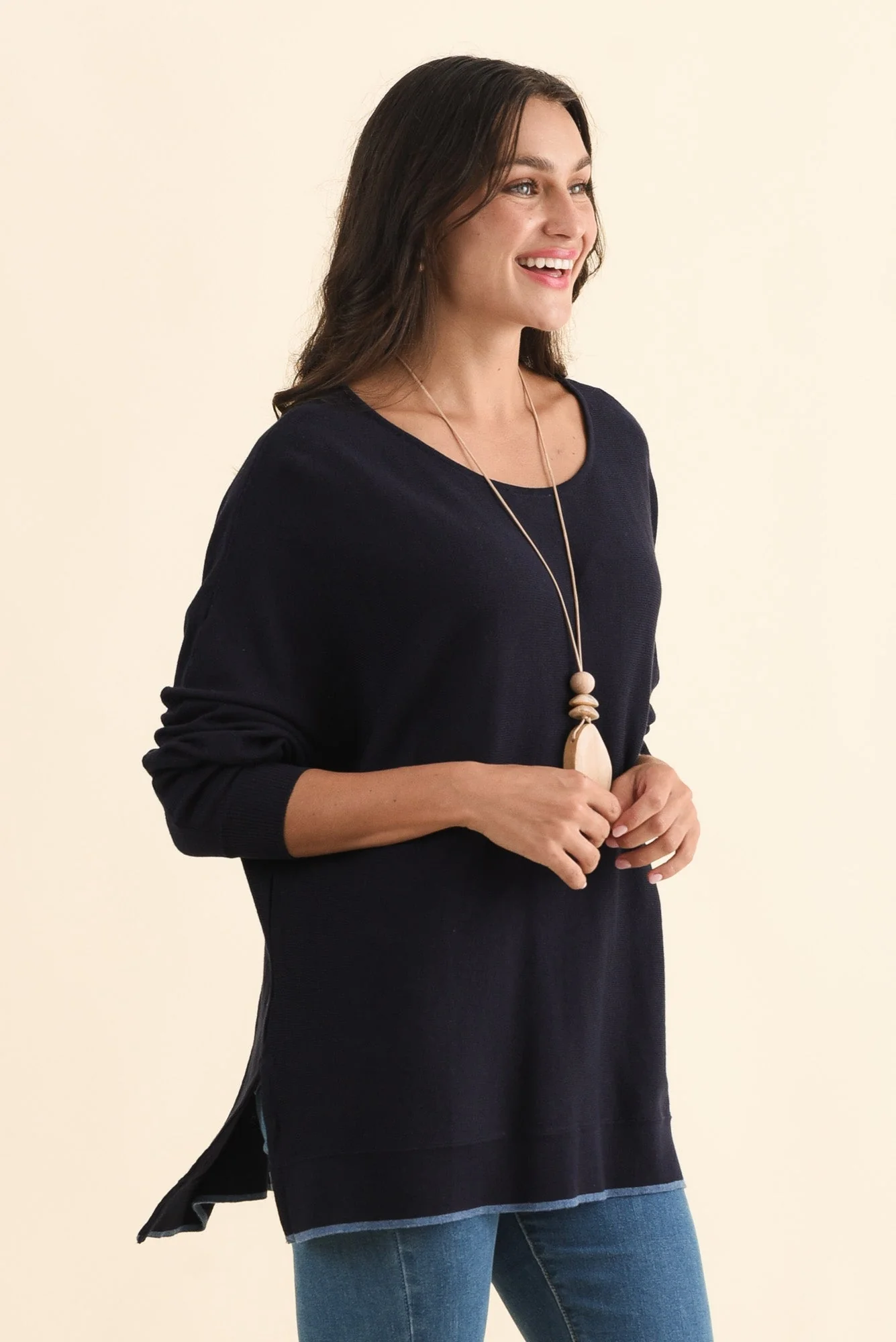 Nick Navy Organic Cotton Knit Jumper - Image 3