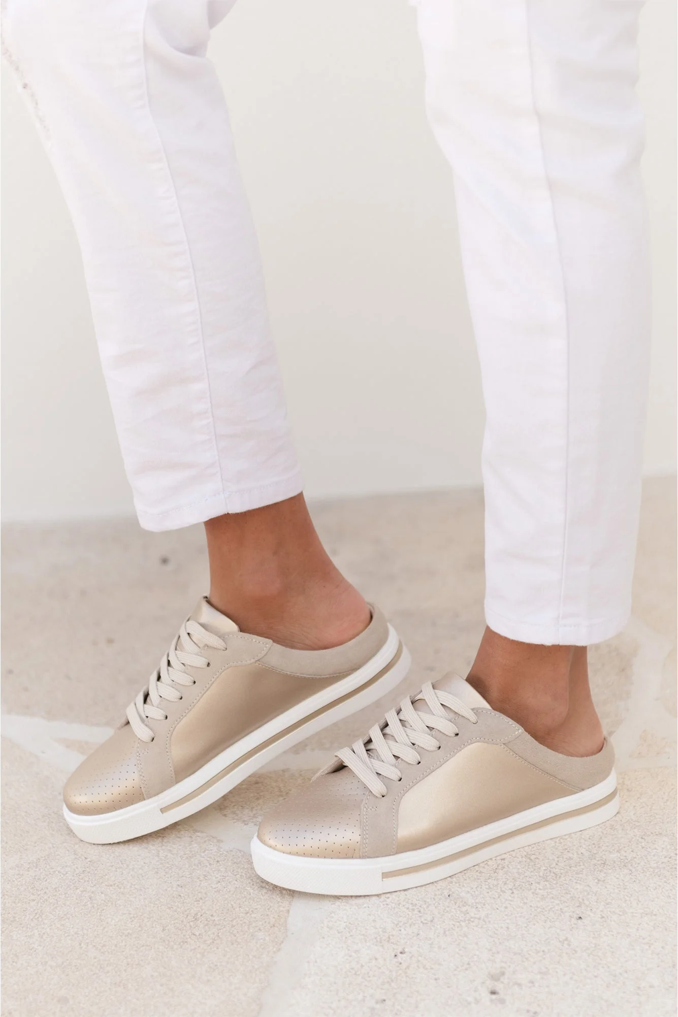 Nicky Champagne Leather Mule Sneaker - Image 2