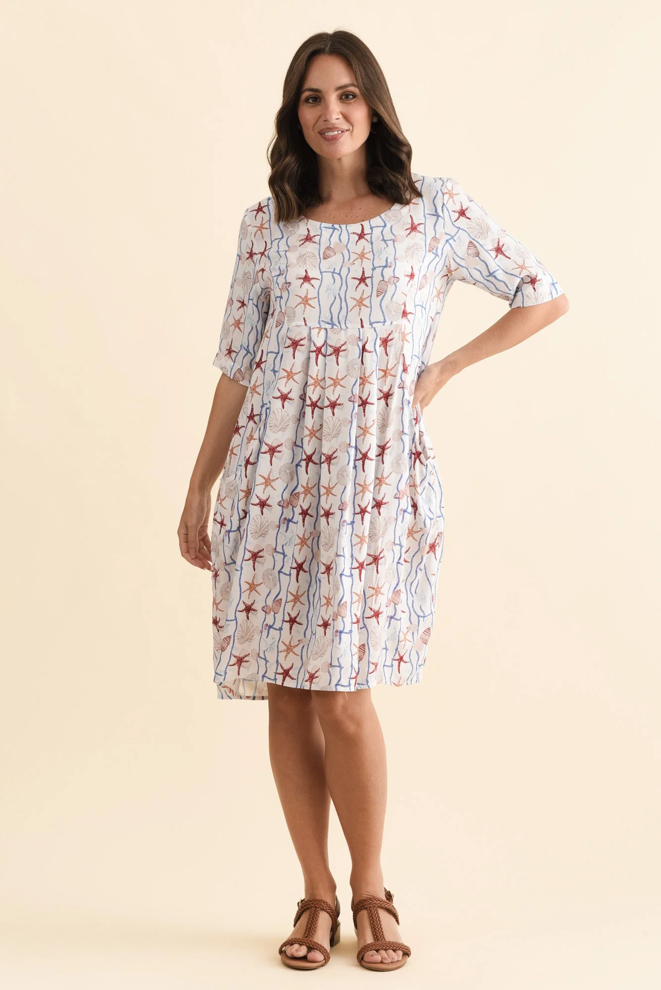 Nina Cream Beach Pocket Dress - Image 2