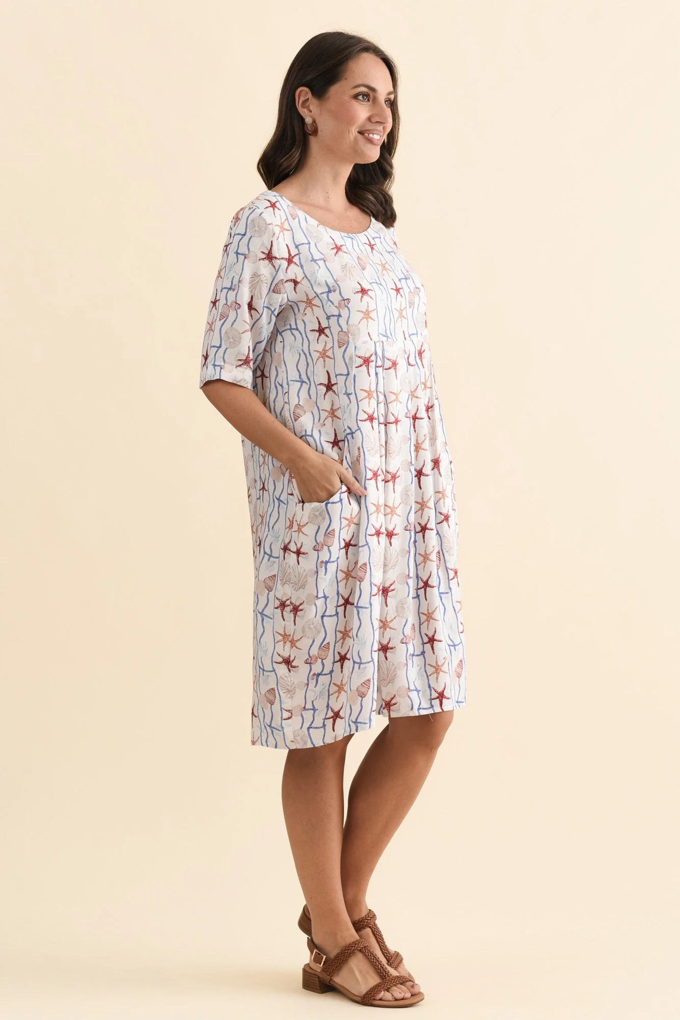 Nina Cream Beach Pocket Dress - Image 3