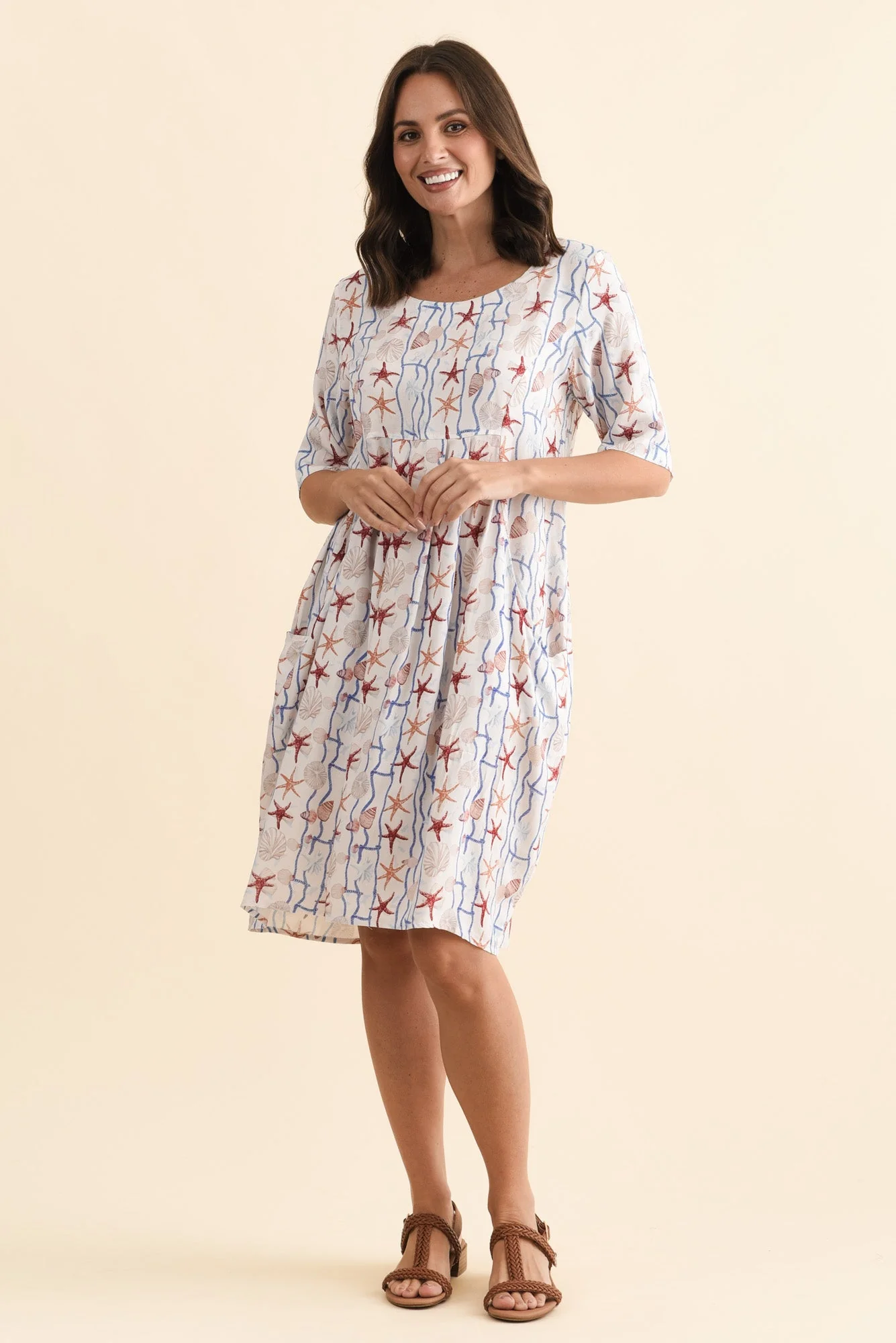 Nina Cream Beach Pocket Dress - Image 6
