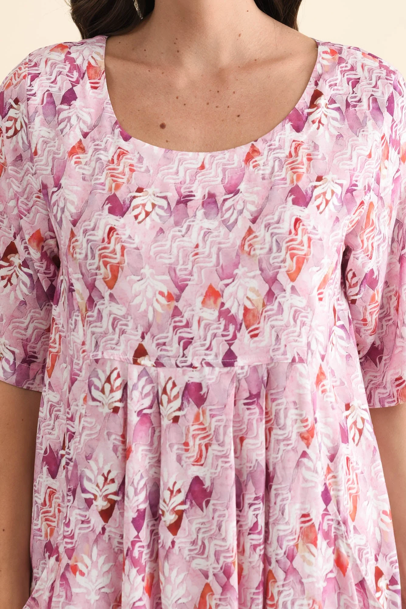 Nina Pink Abstract Pocket Dress - Image 5
