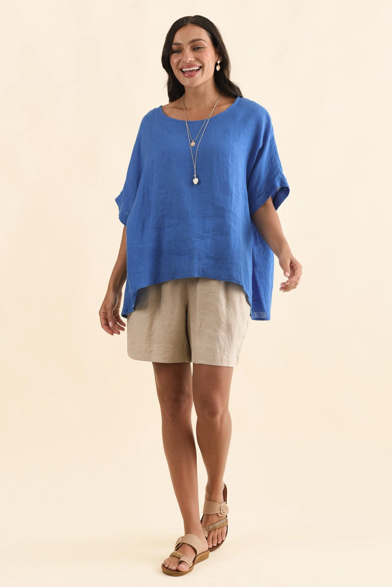 Nirah Beige Linen Pocket Shorts - Image 6