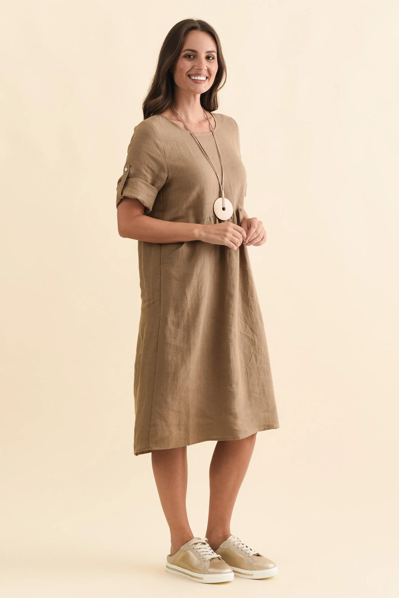 Nolita Chocolate Linen Pocket Dress - Image 3