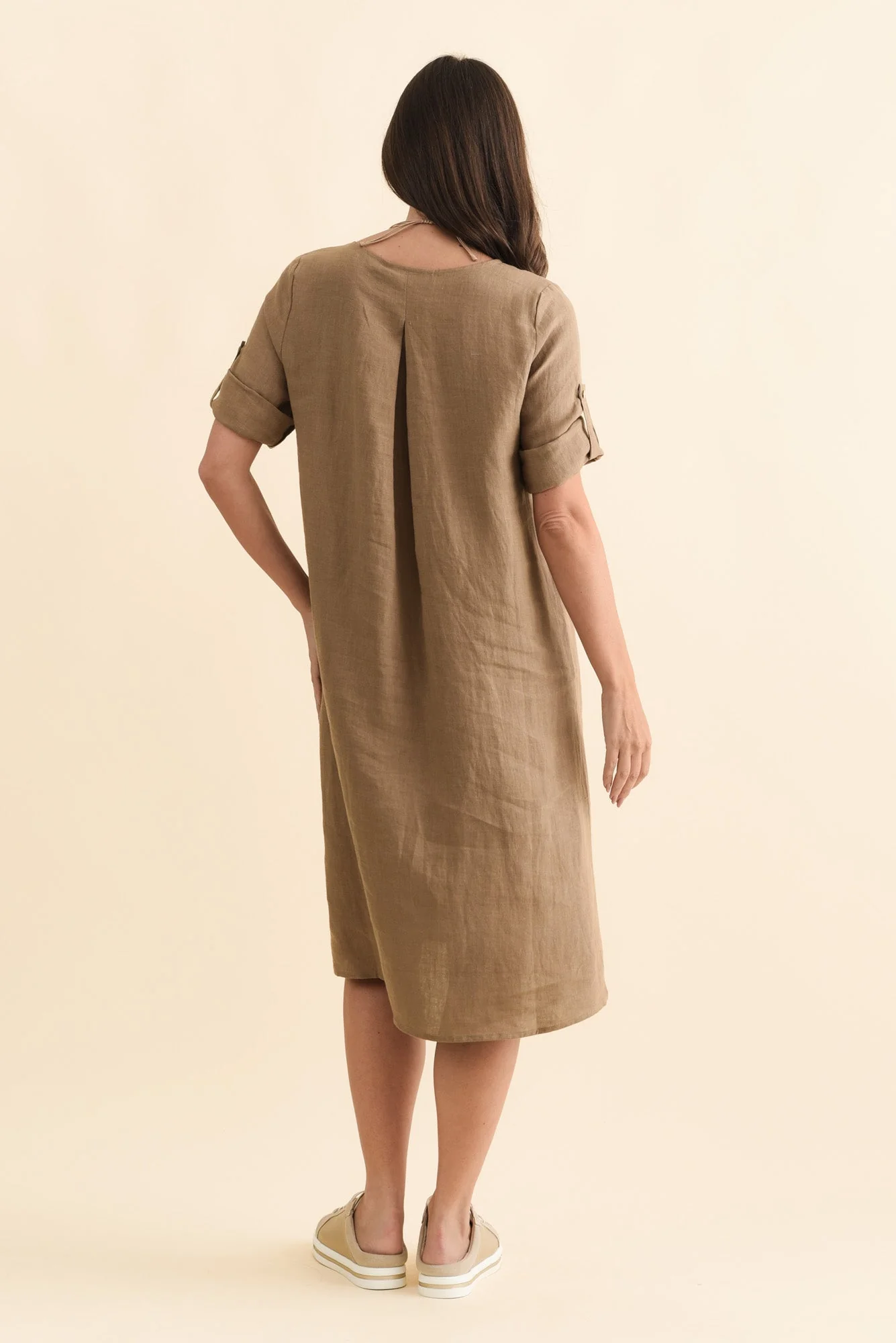 Nolita Chocolate Linen Pocket Dress - Image 4