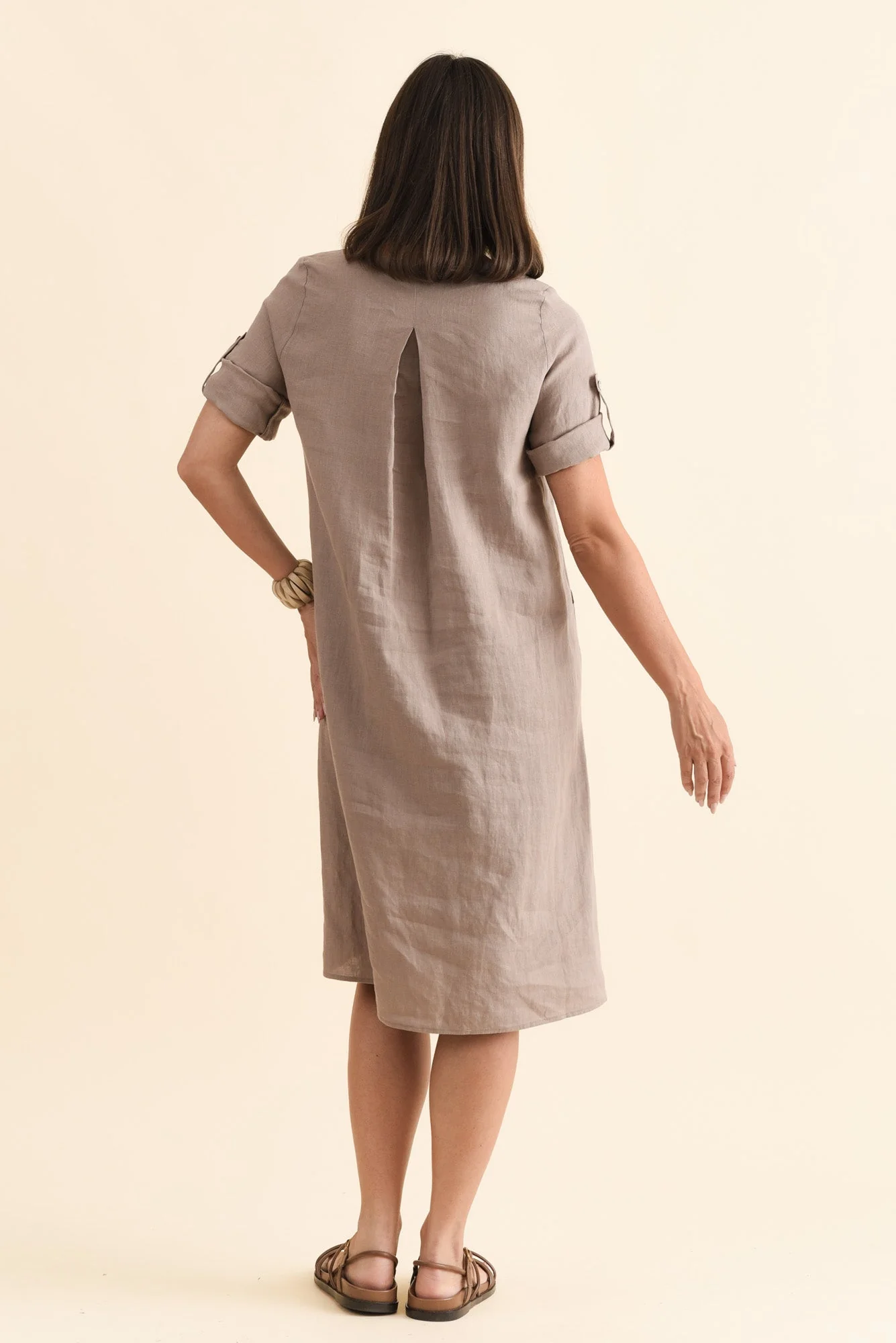Nolita Mocha Linen Pocket Dress - Image 4