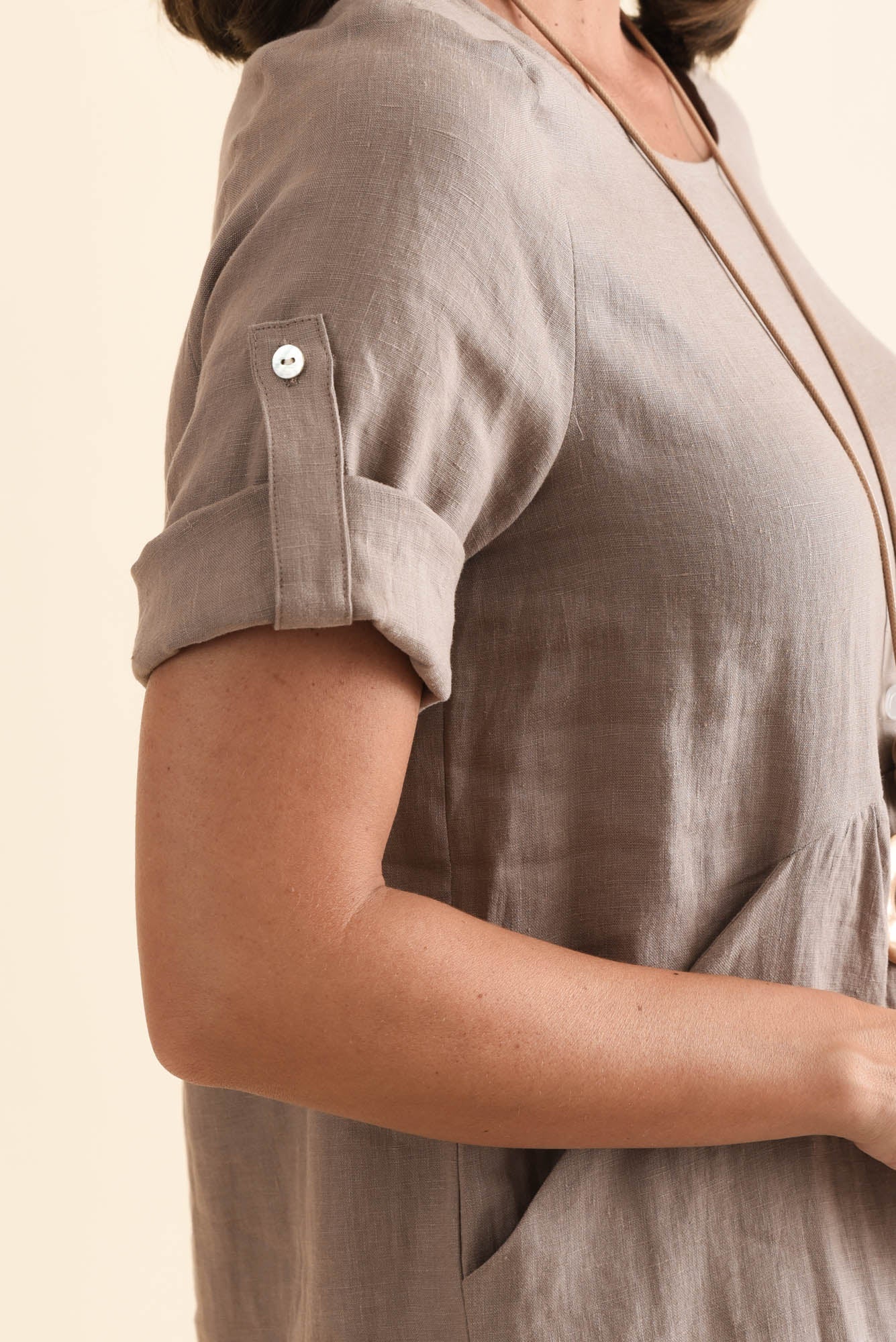 Nolita Mocha Linen Pocket Dress - Image 5