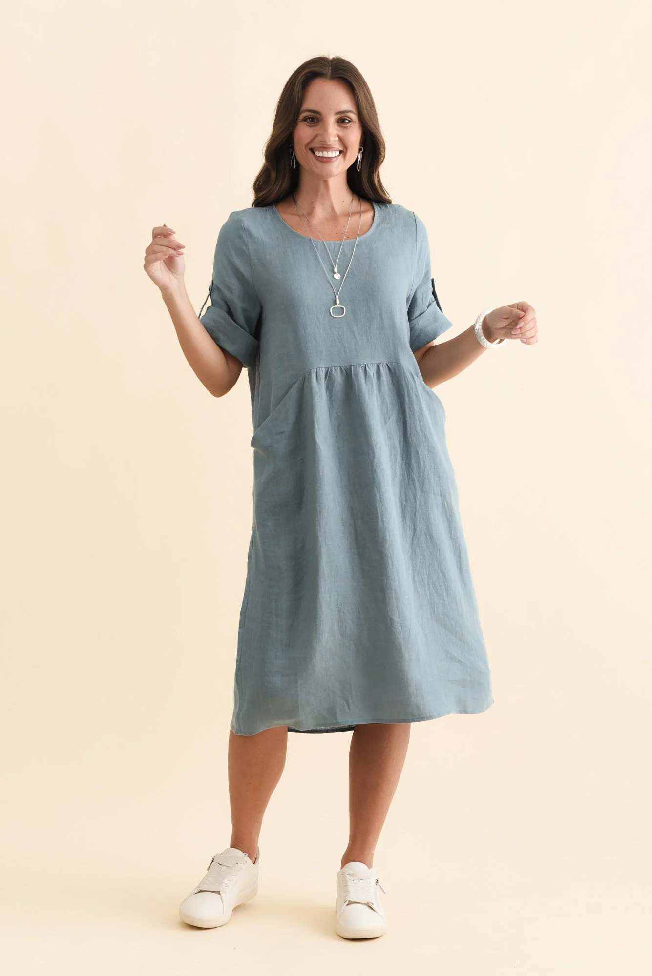 Nolita Steel Linen Pocket Dress - Image 6