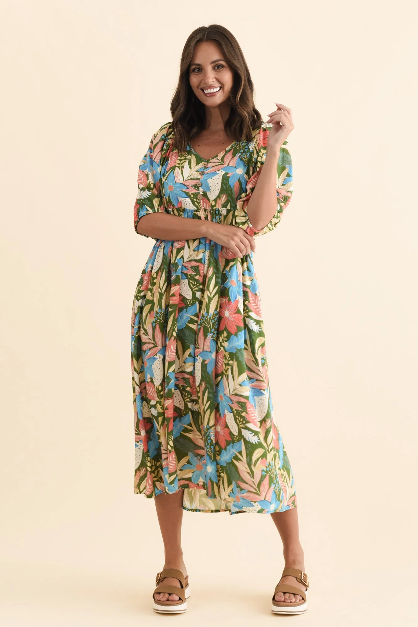 Nolte Green Botanical Pocket Dress - Image 2