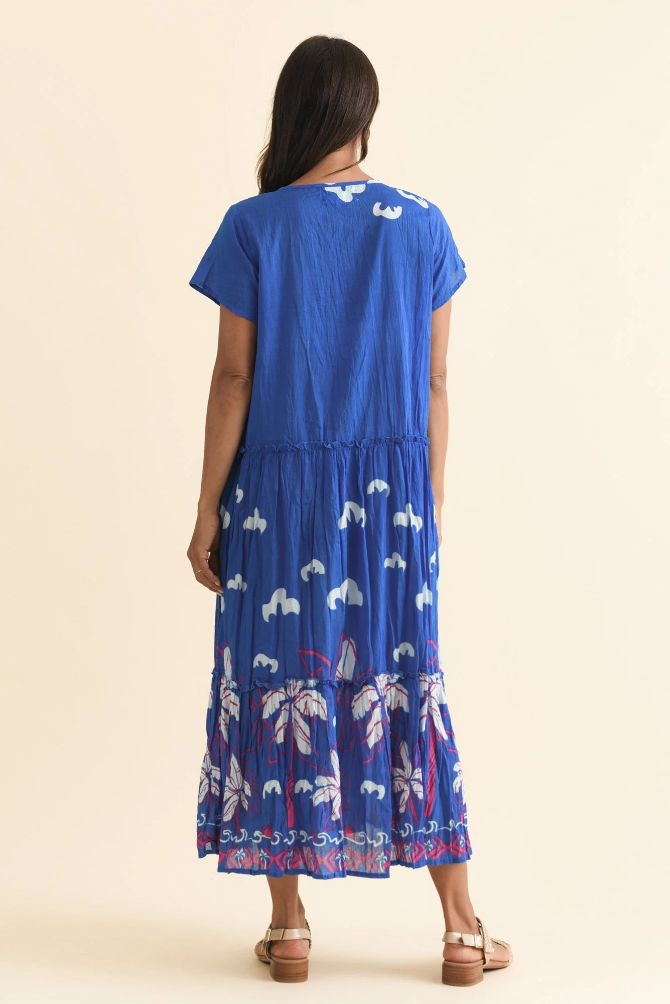 Nona Cobalt Seaside Crinkle Cotton Maxi Dress - Image 5