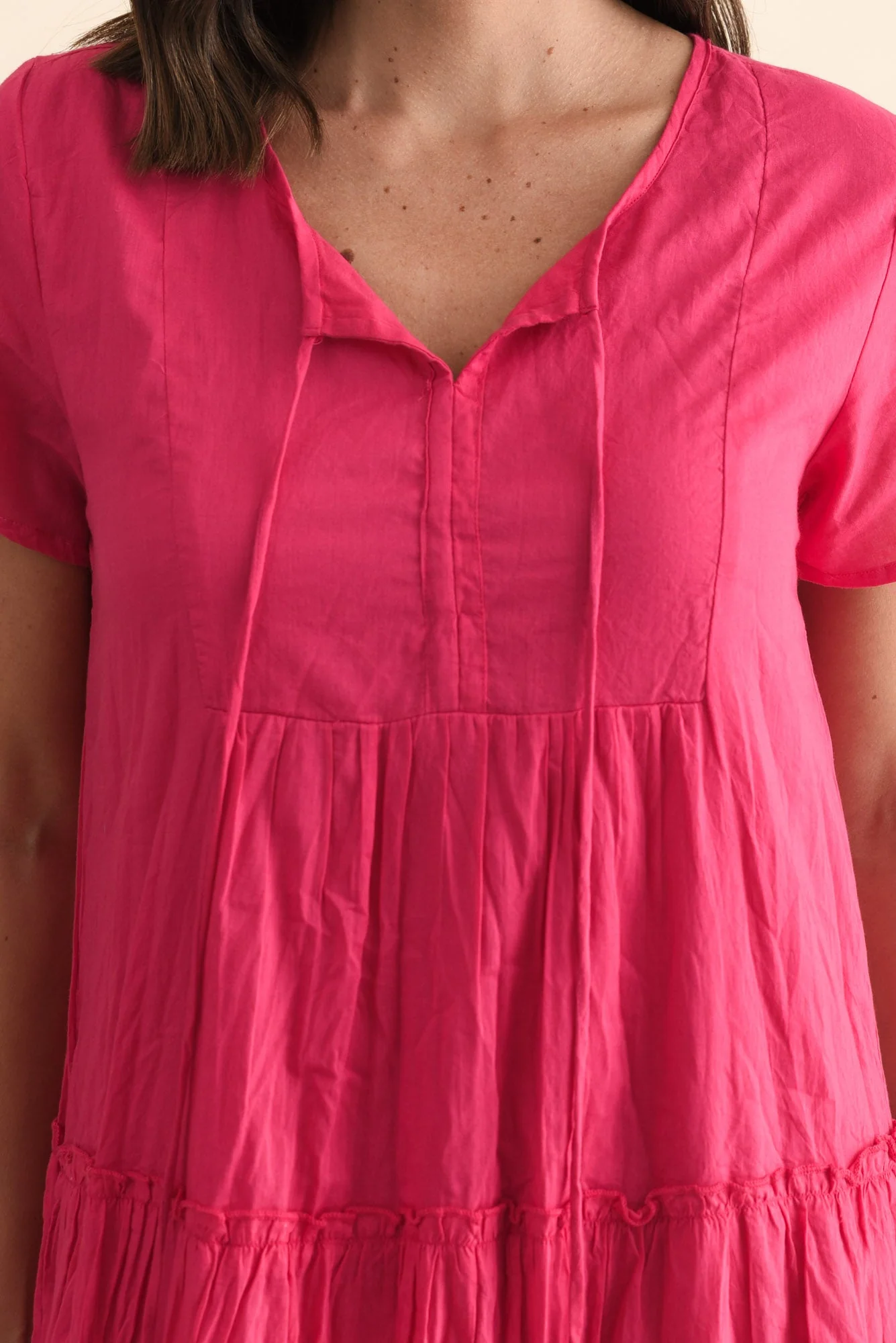 Nona Fuchsia Crinkle Cotton Maxi Dress - Image 5